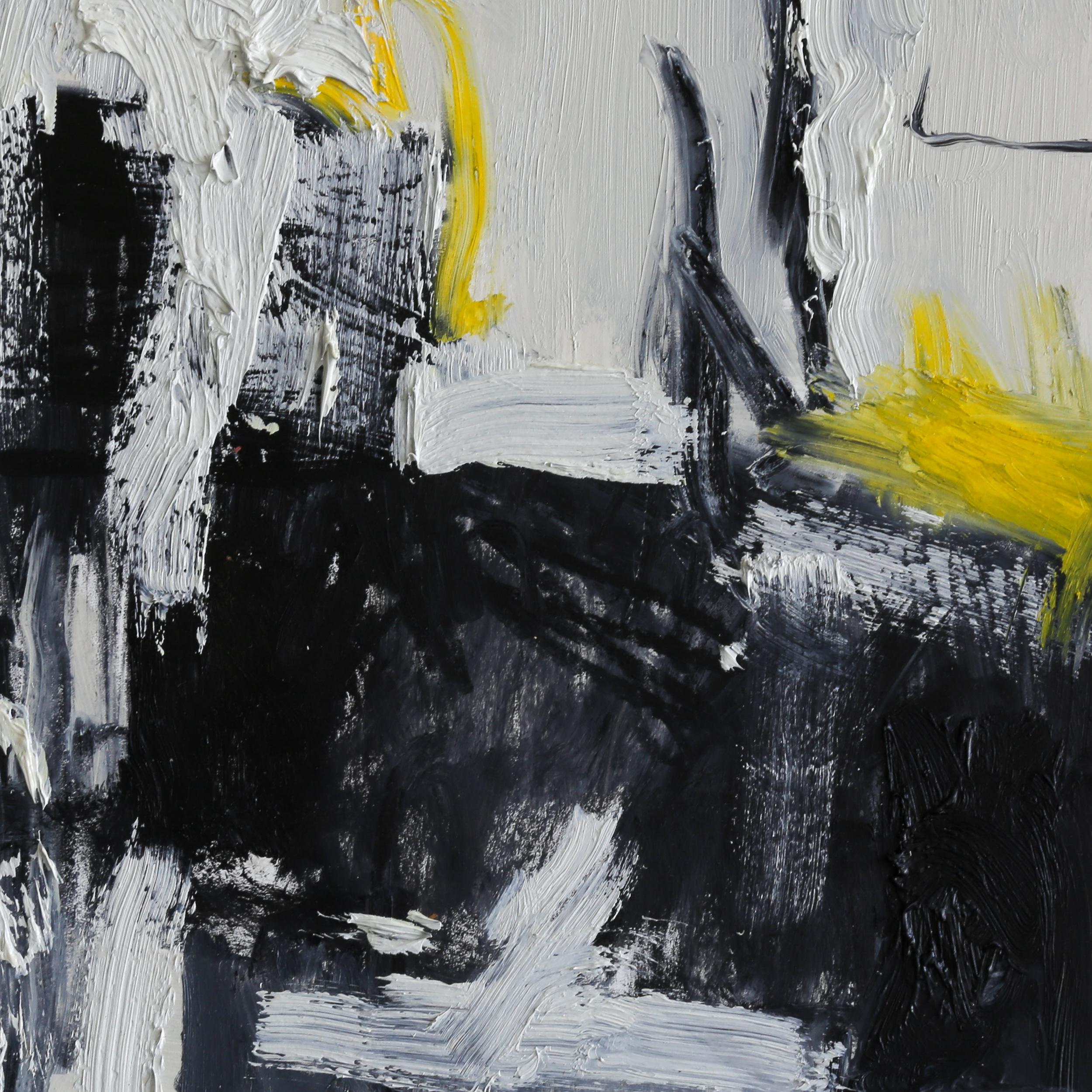 Yellow Light - Gray Abstract Painting by James Zamora