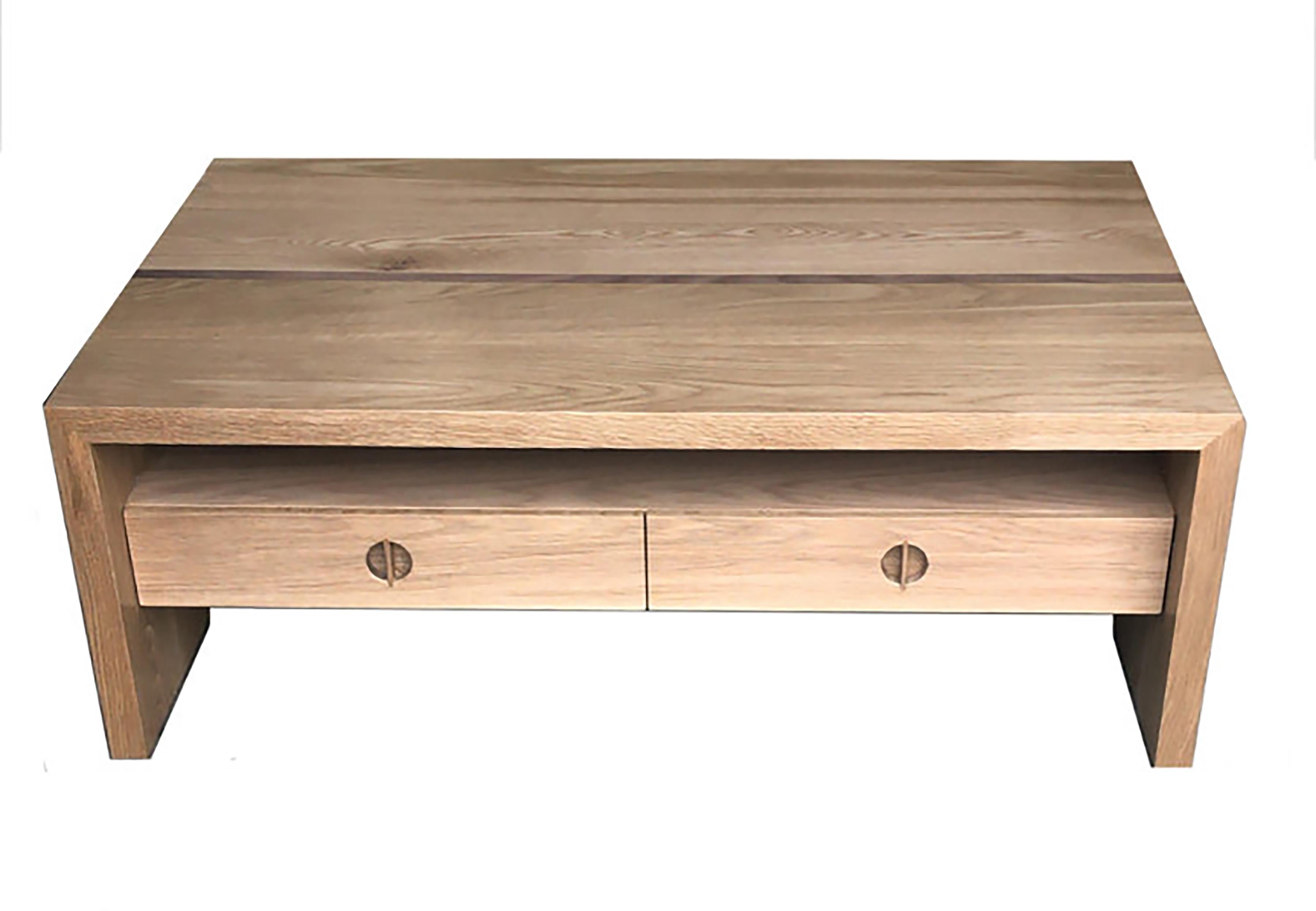 4 Drawer Jameson Coffee Table, Solid Oak and Walnut by Lynnea Jean For Sale 5