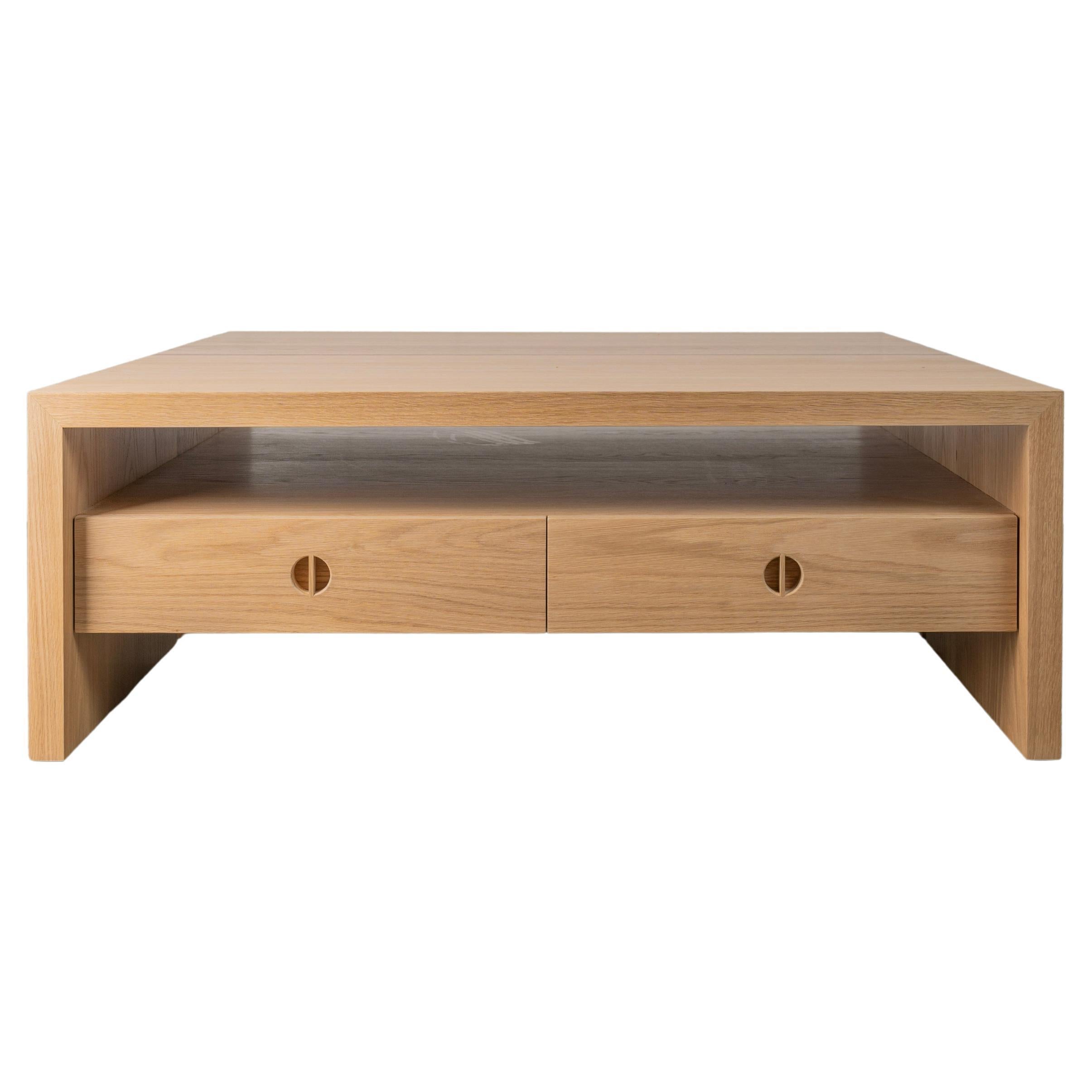 4 Drawer Jameson Coffee Table, Solid Oak and Walnut by Lynnea Jean For Sale