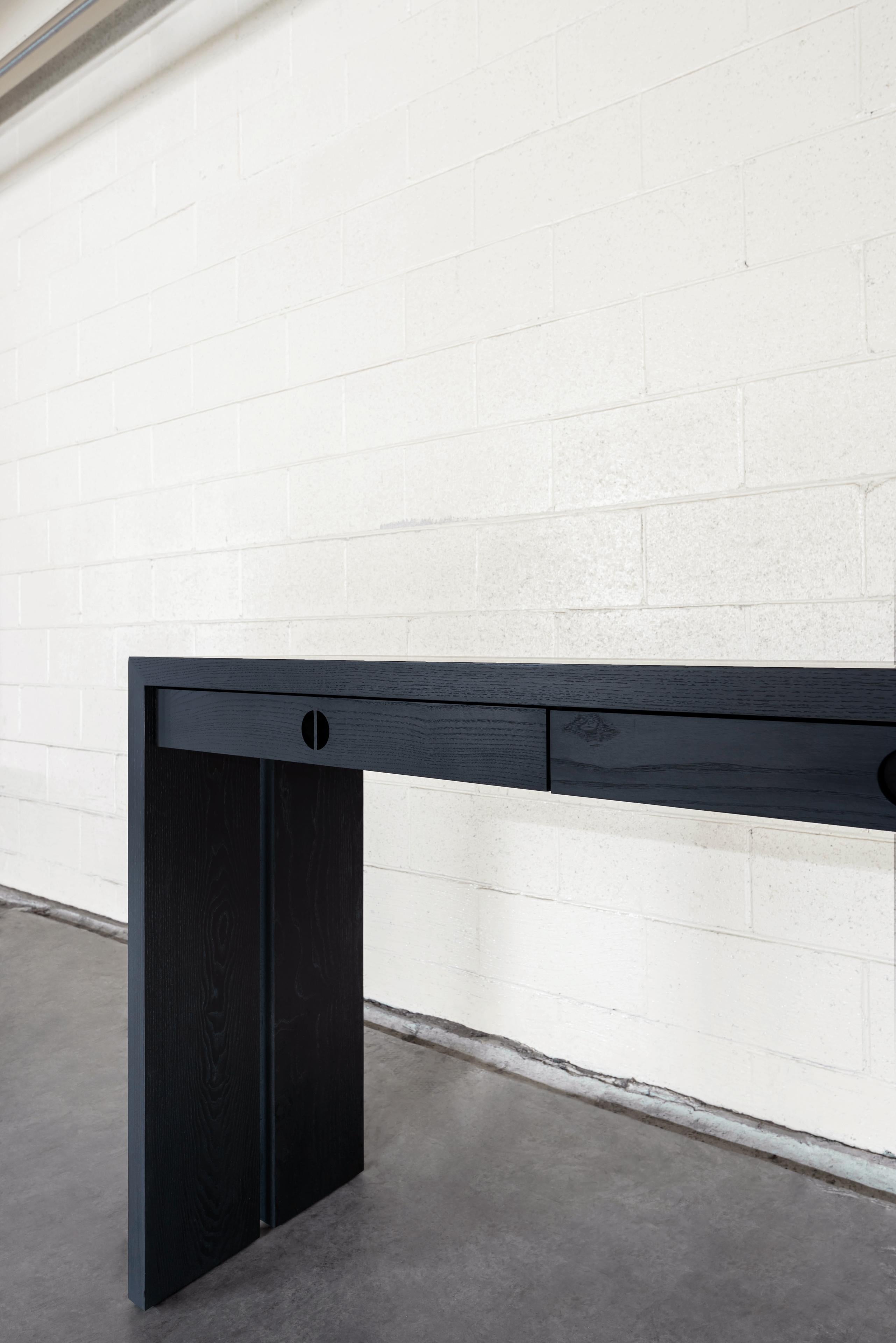 Hand-Crafted Jameson Console Table, Solid Ebonized Ash by Lynnea Jean For Sale
