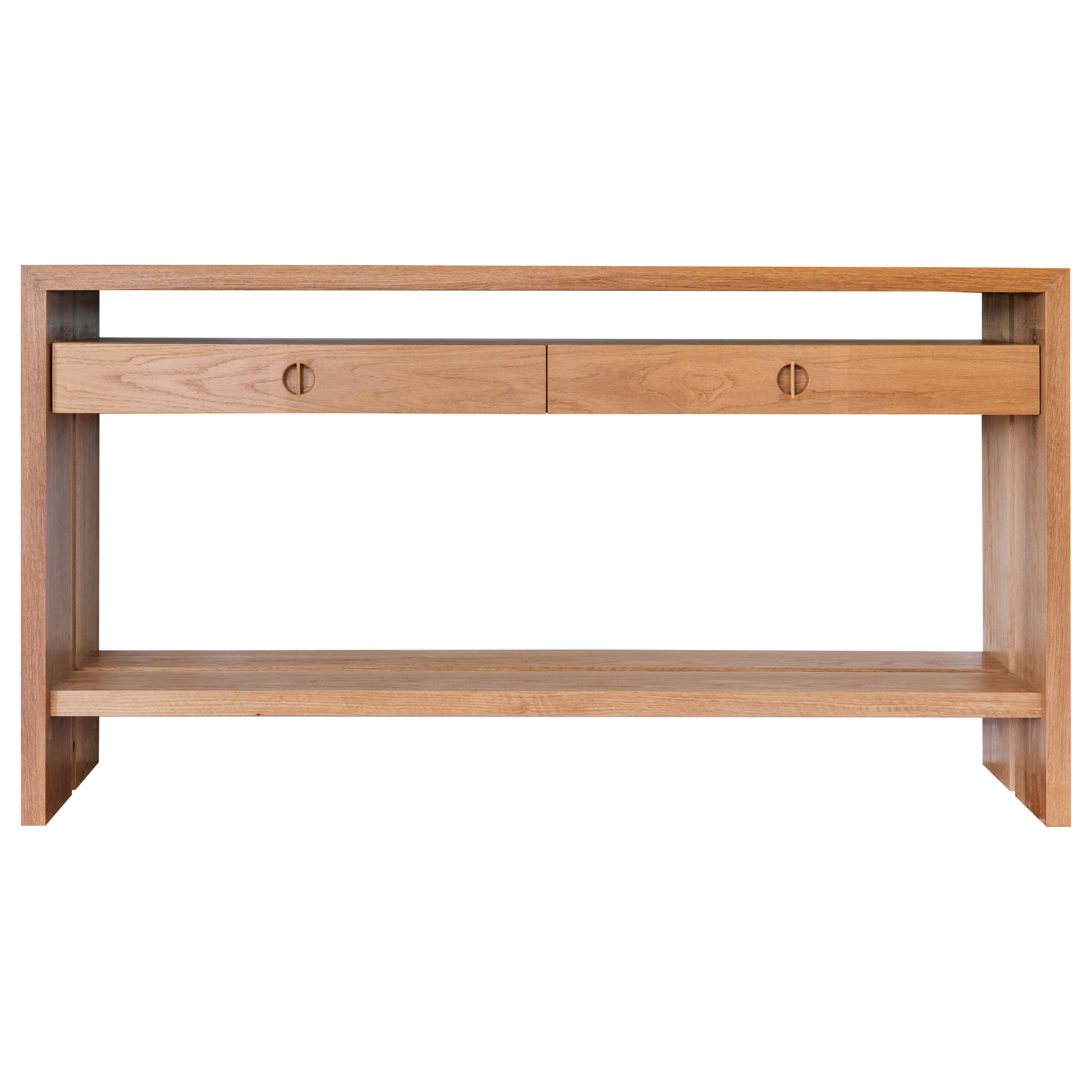 Jameson Console Table, Solid Oak and Walnut by Lynnea Jean For Sale