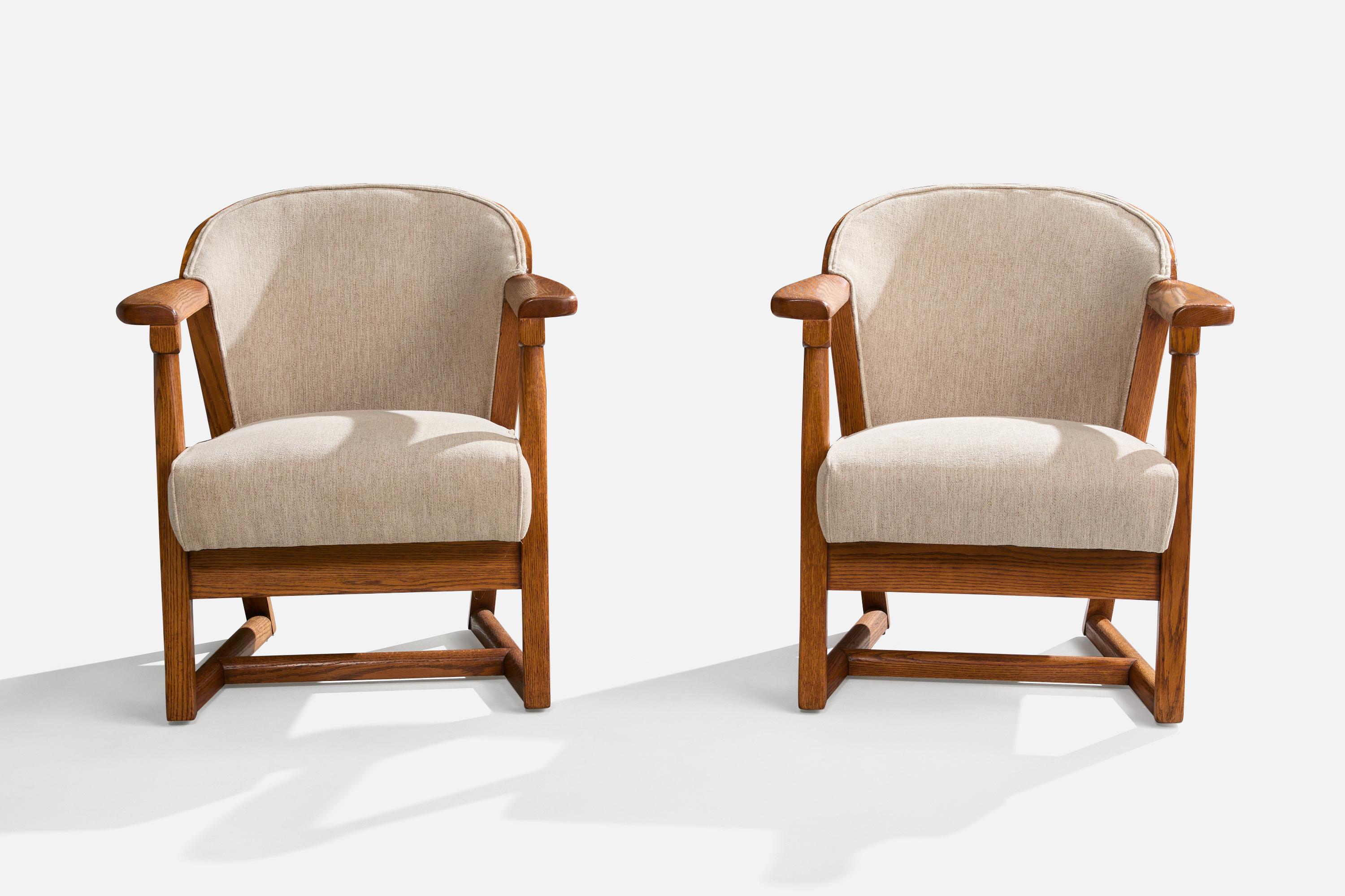 Americano Jamestown Lounge Co., Sedie da salotto, Oak, Tessuto, USA, anni '40