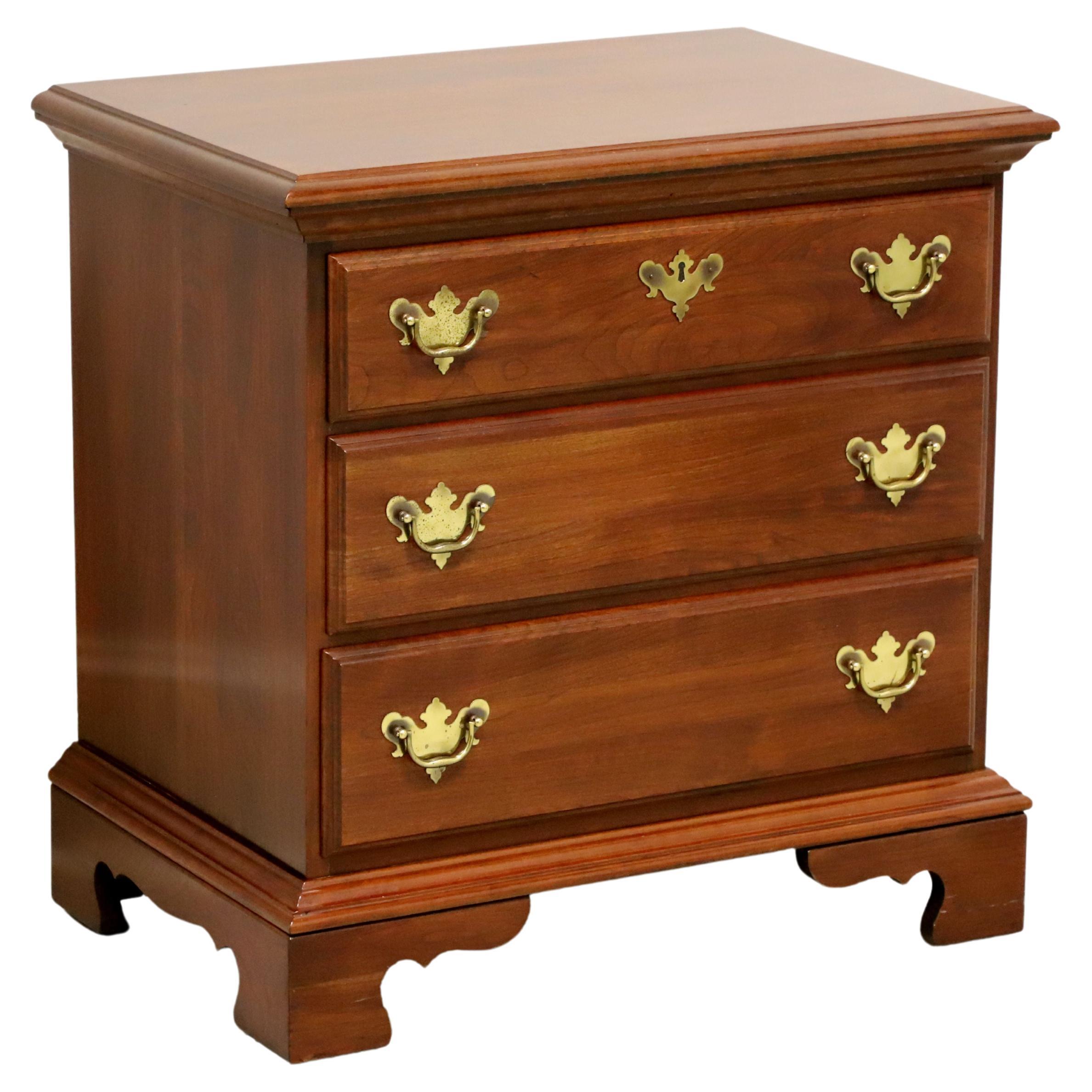 JAMESTOWN STERLING Cherry Chippendale Three-Drawer Nightstand Bedside Chest For Sale