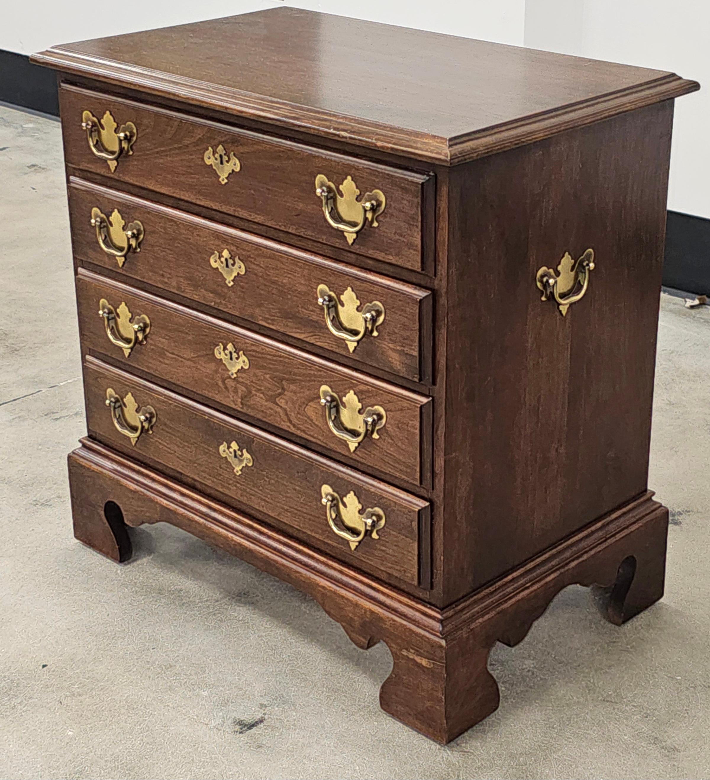 American Jamestown Sterling Chippendale Style Cherry Bedside Chest of Drawers For Sale