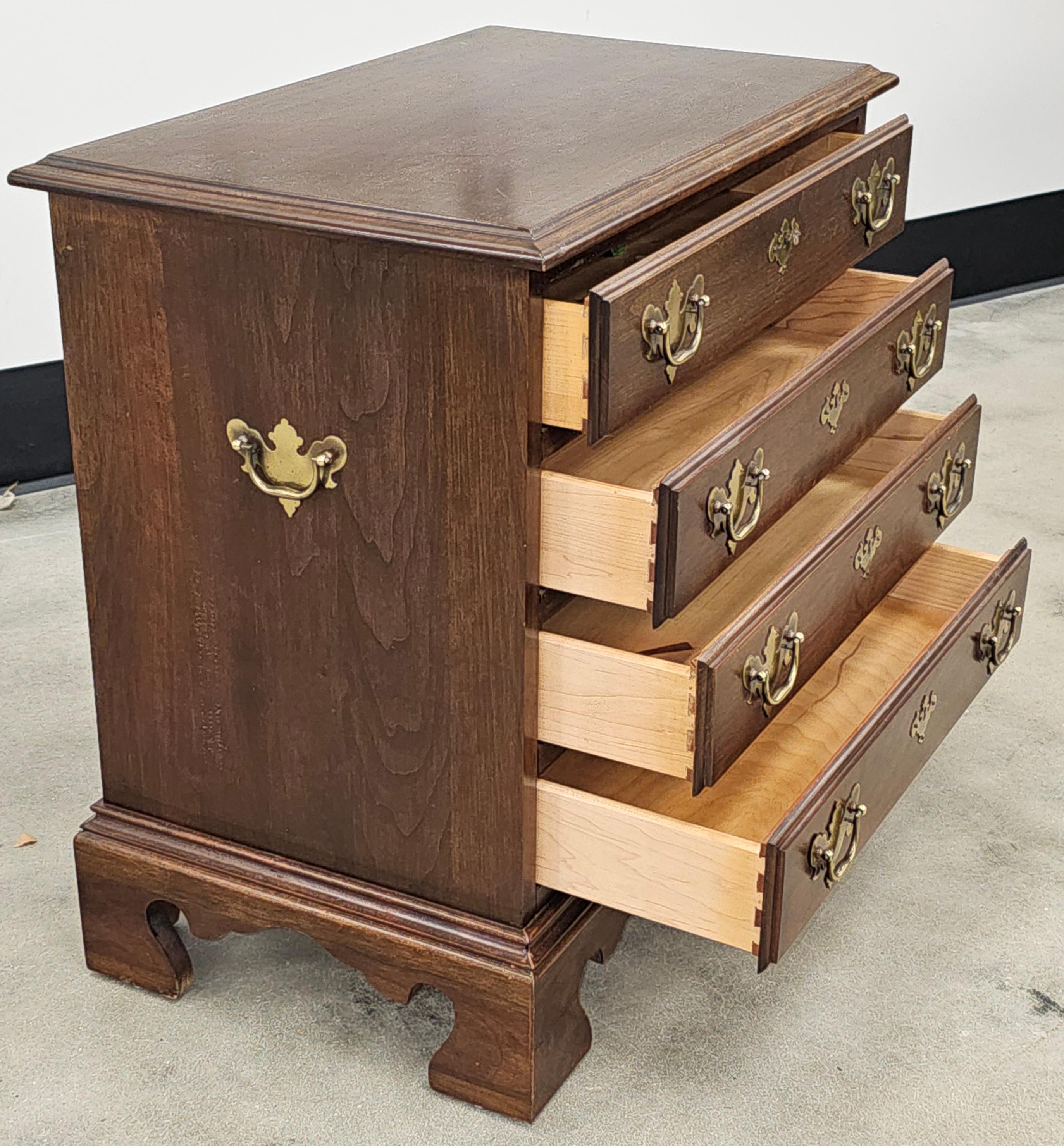 20th Century Jamestown Sterling Chippendale Style Cherry Bedside Chest of Drawers For Sale