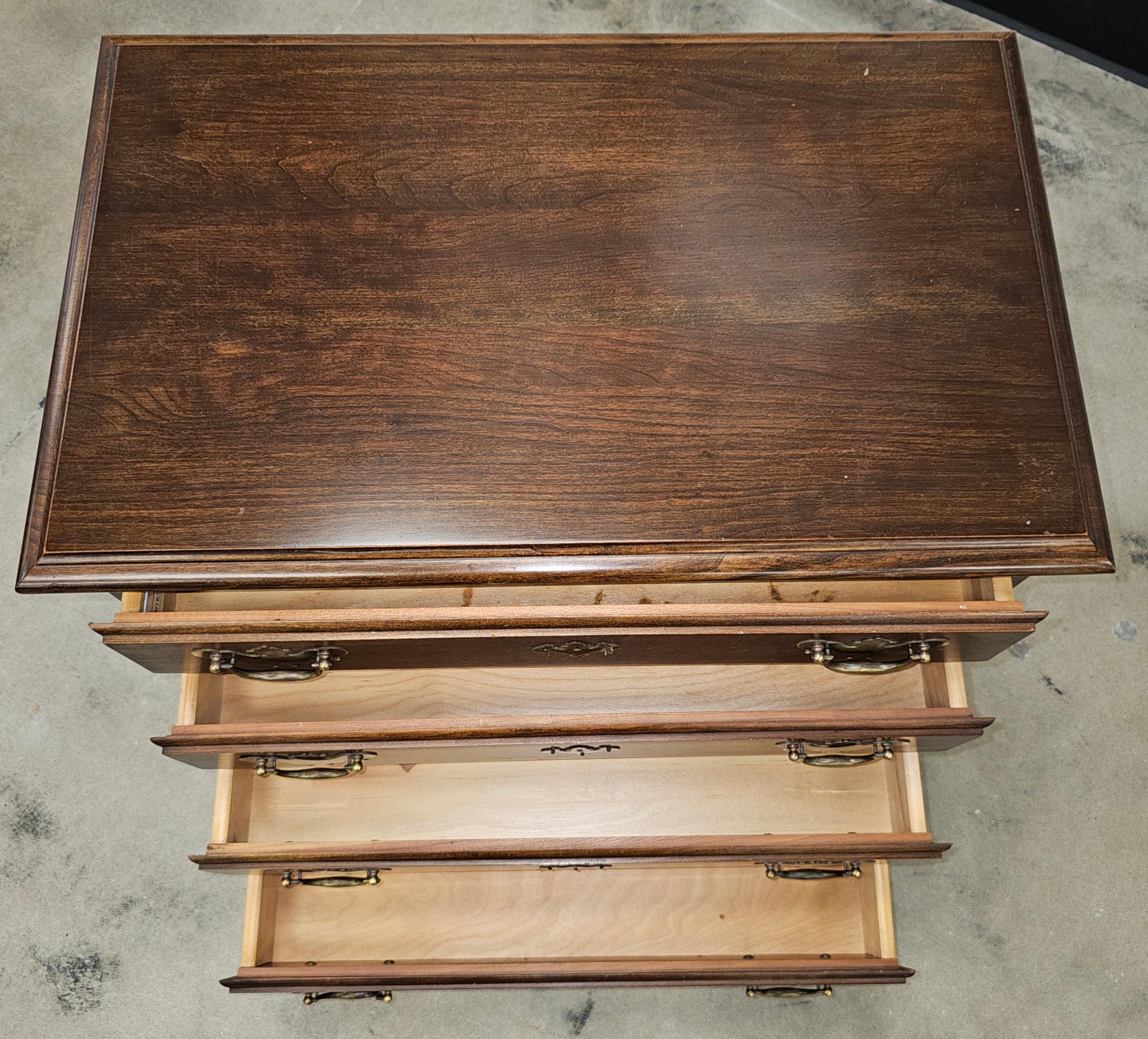Brass Jamestown Sterling Chippendale Style Cherry Bedside Chest of Drawers For Sale
