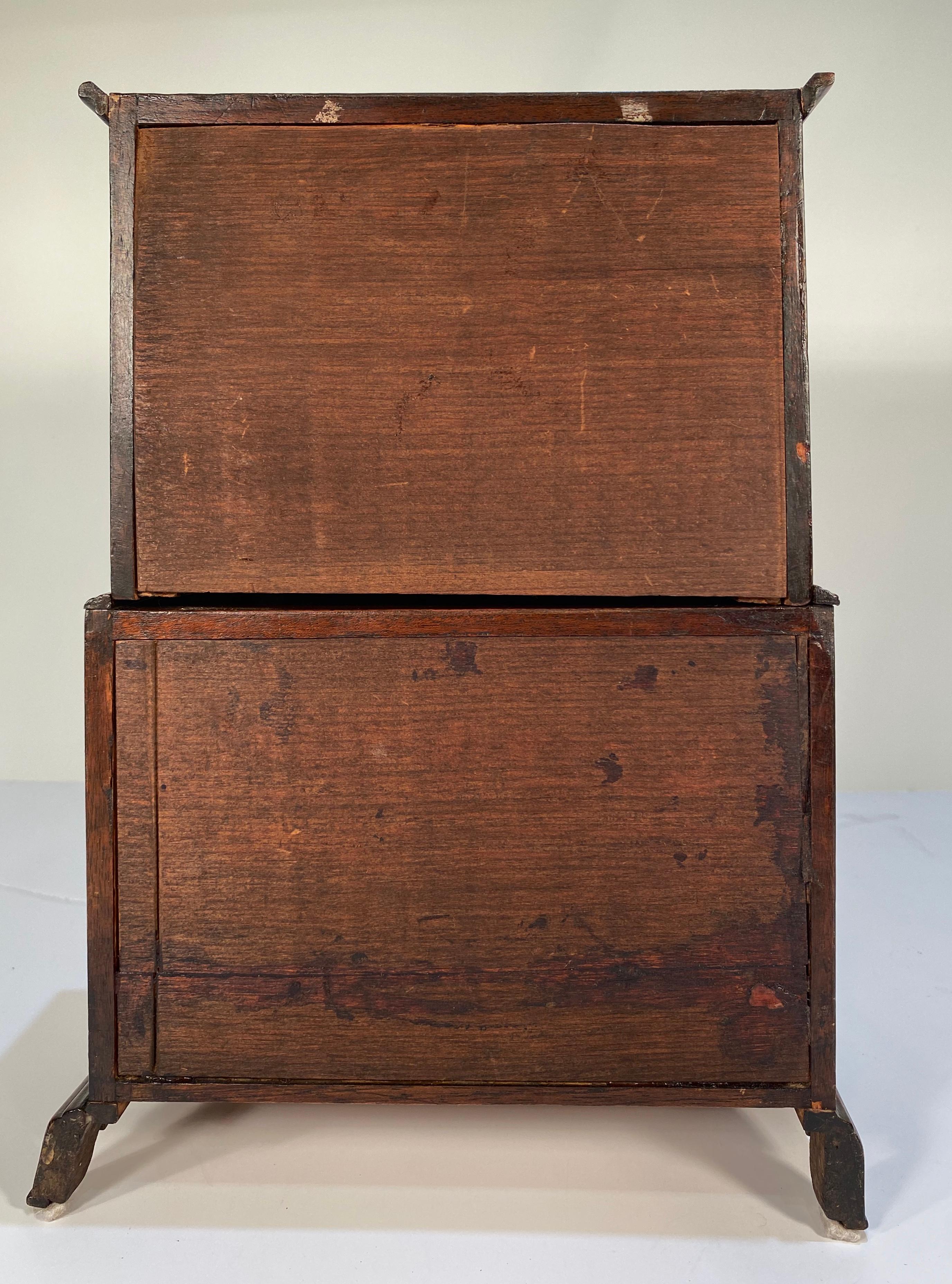 Jamaican 20th Century Miniature Mahogany Chippendale Chest on Chest For Sale 3