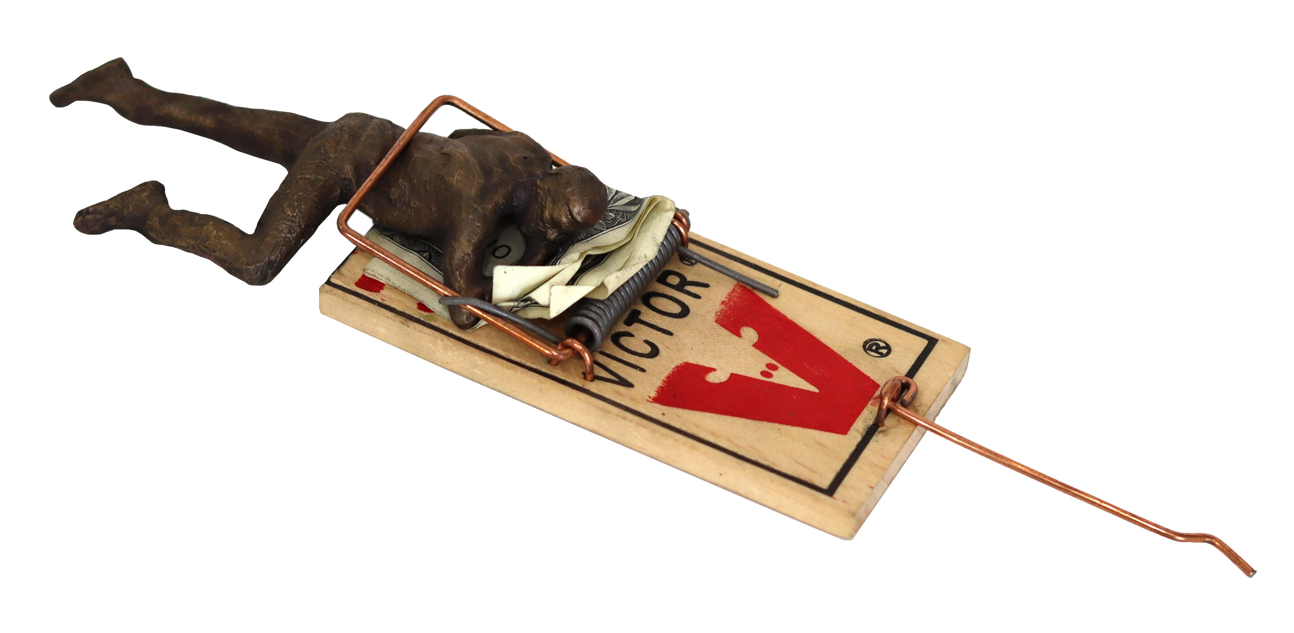 Money Trap - Avant Garde Modern Abstract Figurative Mixed Media Table Sculpture - Mixed Media Art by Jamie Burmeister