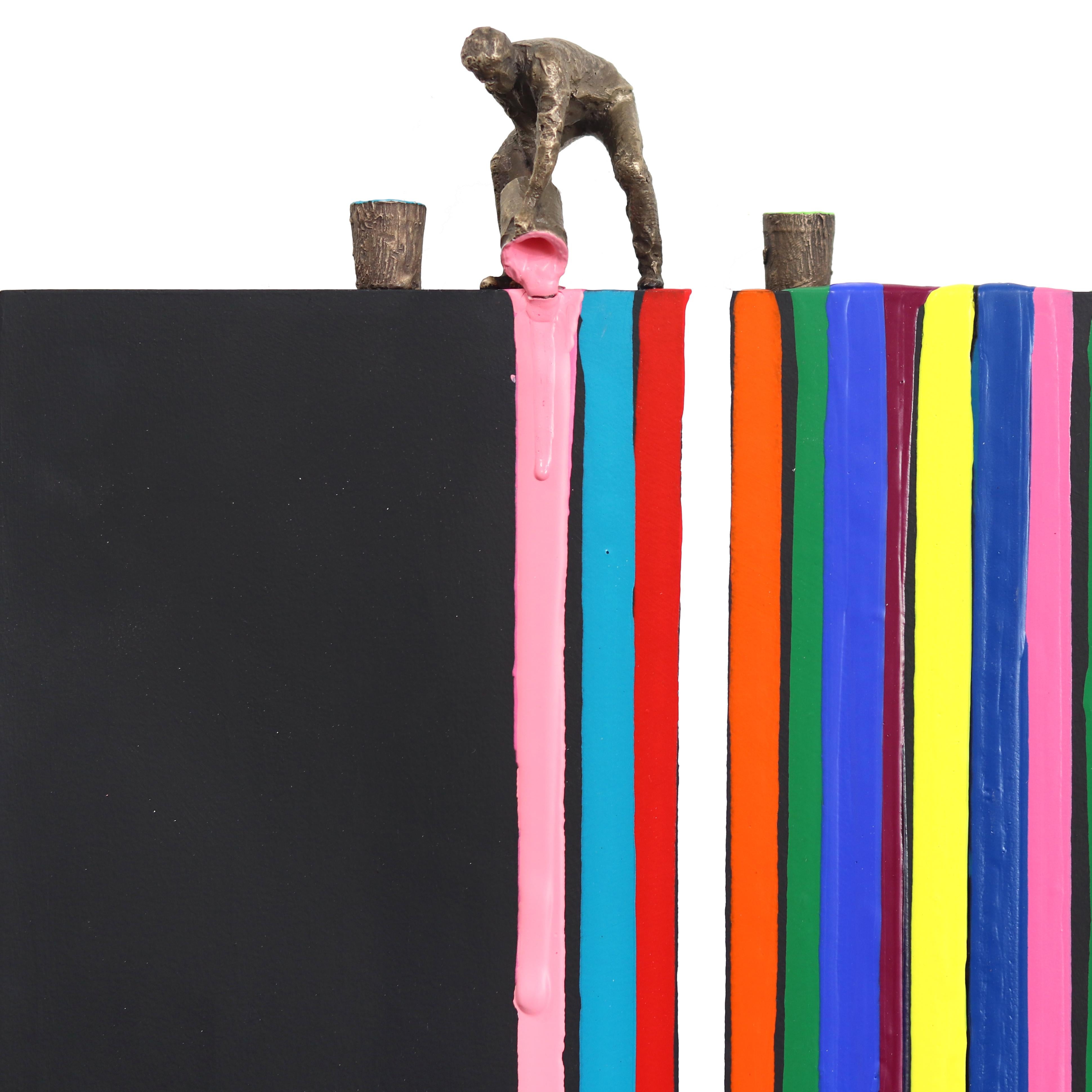 Goteo Negro - Obra de Arte Contemporánea Escultórica Figurativa Abstracta de Colores - Painting Contemporáneo de Jamie Burmeister