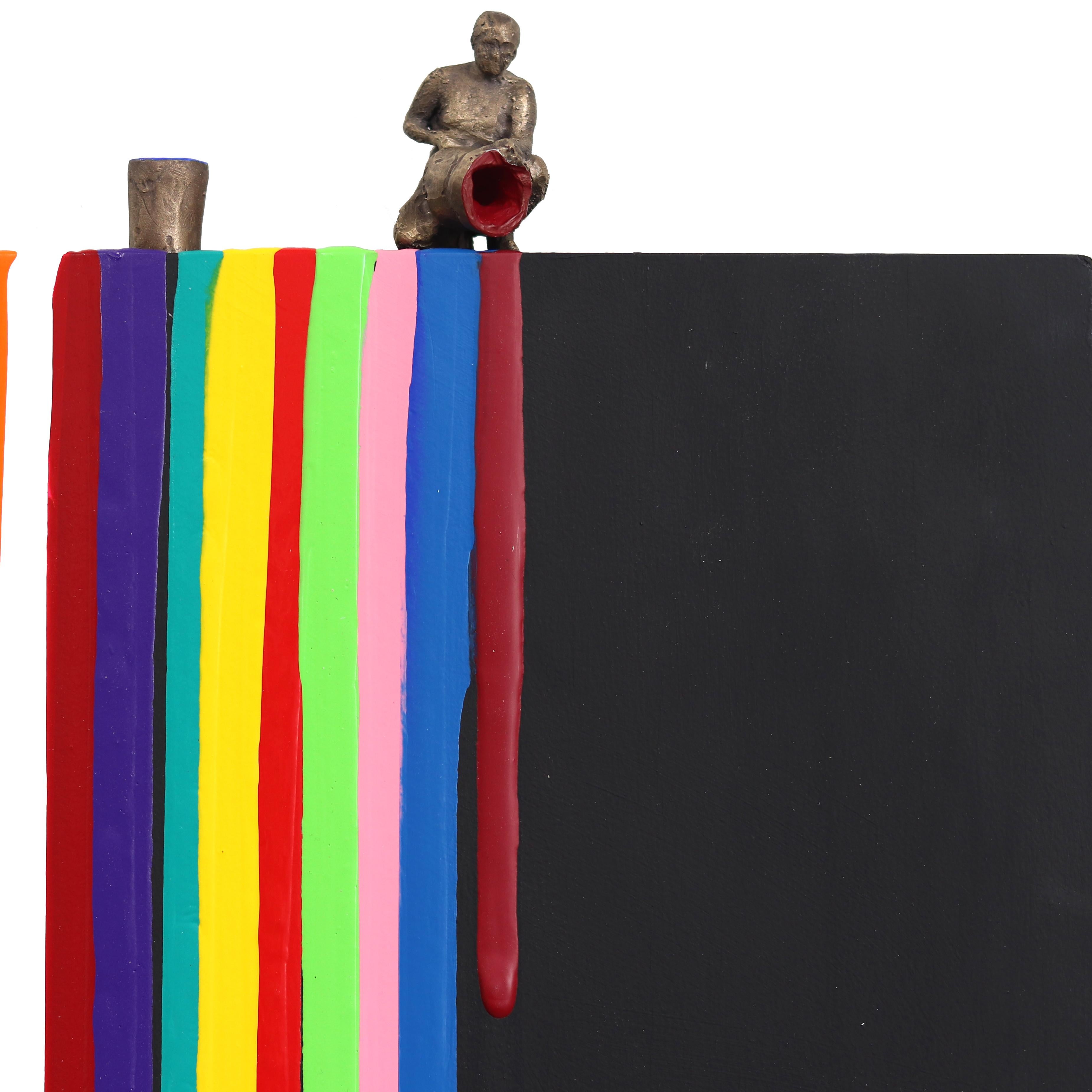 Goteo Negro - Obra de Arte Contemporánea Escultórica Figurativa Abstracta de Colores 1