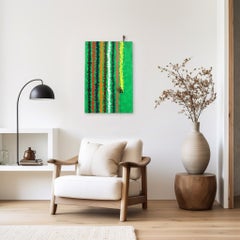 Green Stripes - Colorful Abstract Textured Figurative Sculptural Modern Artwork