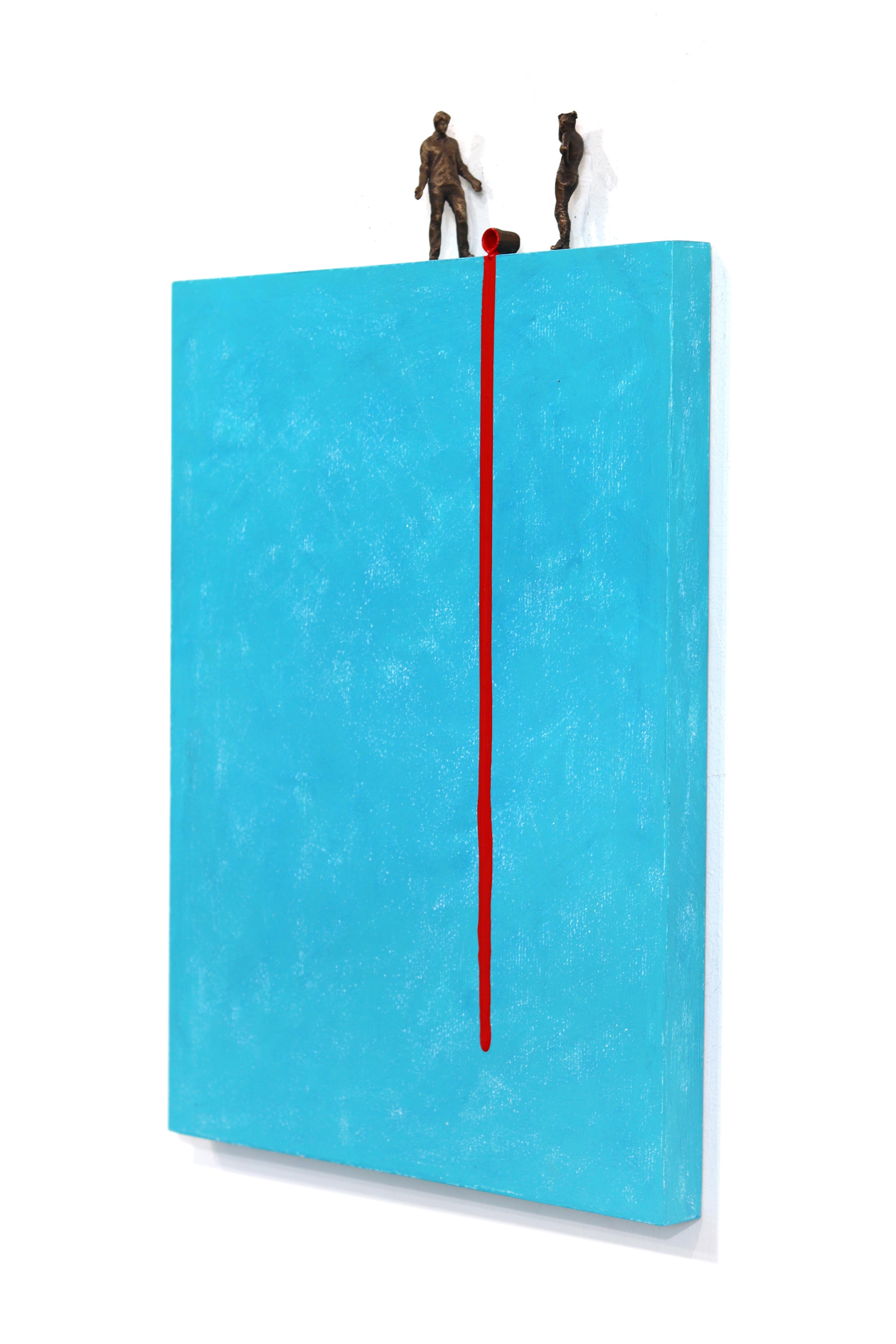 Ach du Scheiße! Red Drip - Lebendige blaue abstrakte skulpturale moderne Kunstwerk (Gold), Figurative Sculpture, von Jamie Burmeister