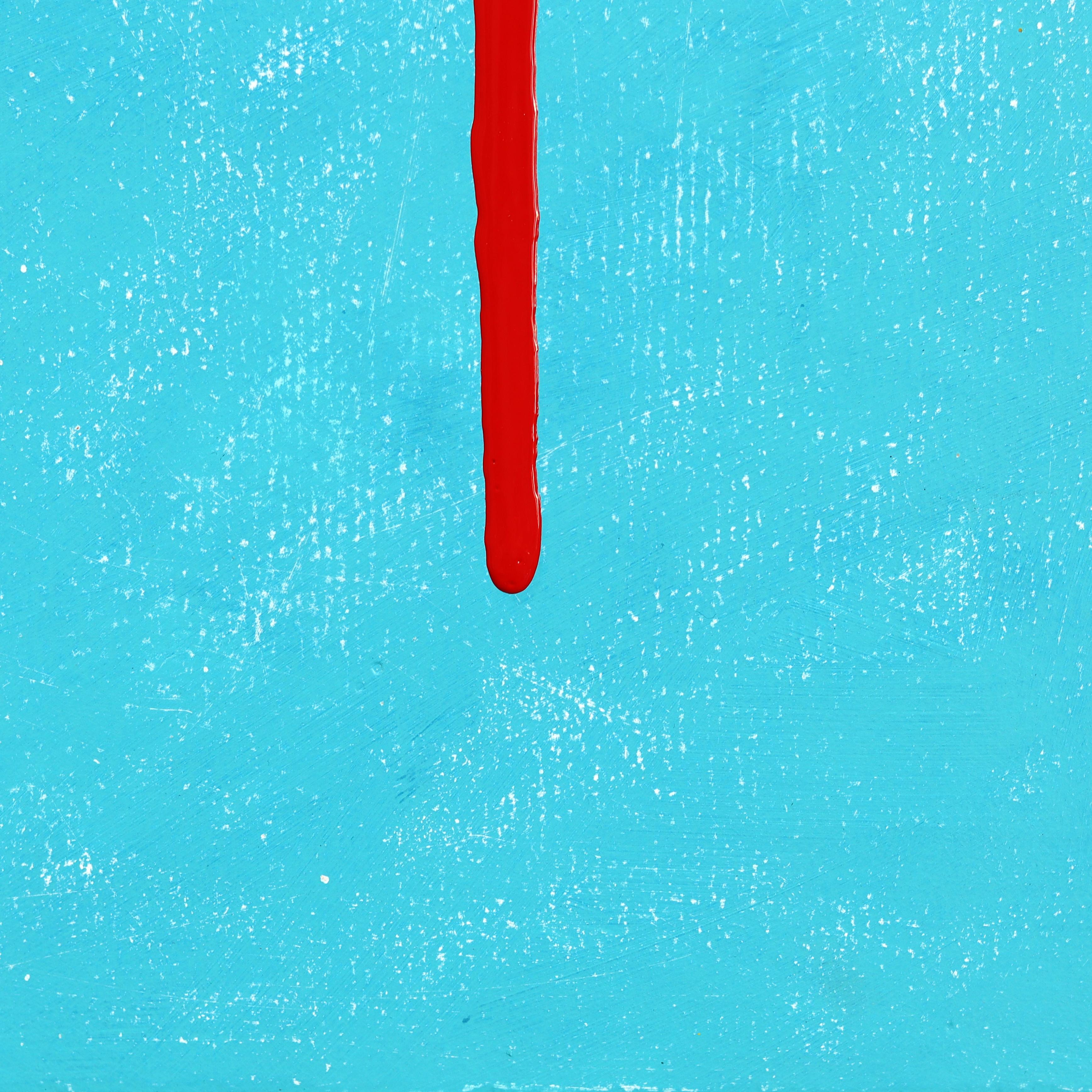 Ach du Scheiße! Red Drip - Lebendige blaue abstrakte skulpturale moderne Kunstwerk im Angebot 3