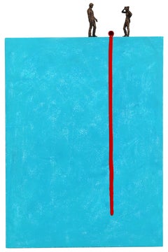 Oh Shit! Red Drip - Vibrant Blue Abstract Figurative Sculptural Modern Artwork