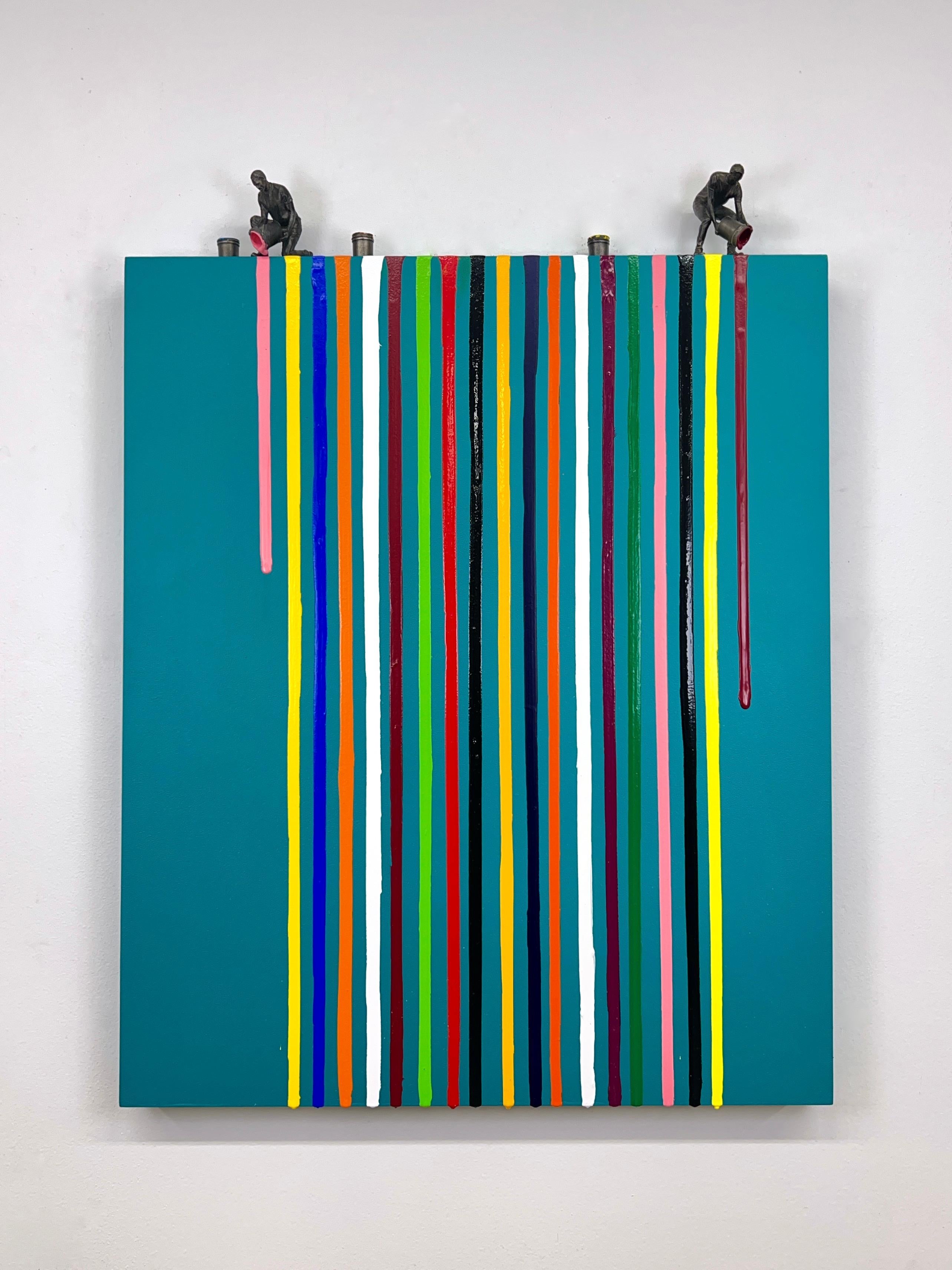 Jamie Burmeister Abstract Painting - Turquiose Drip