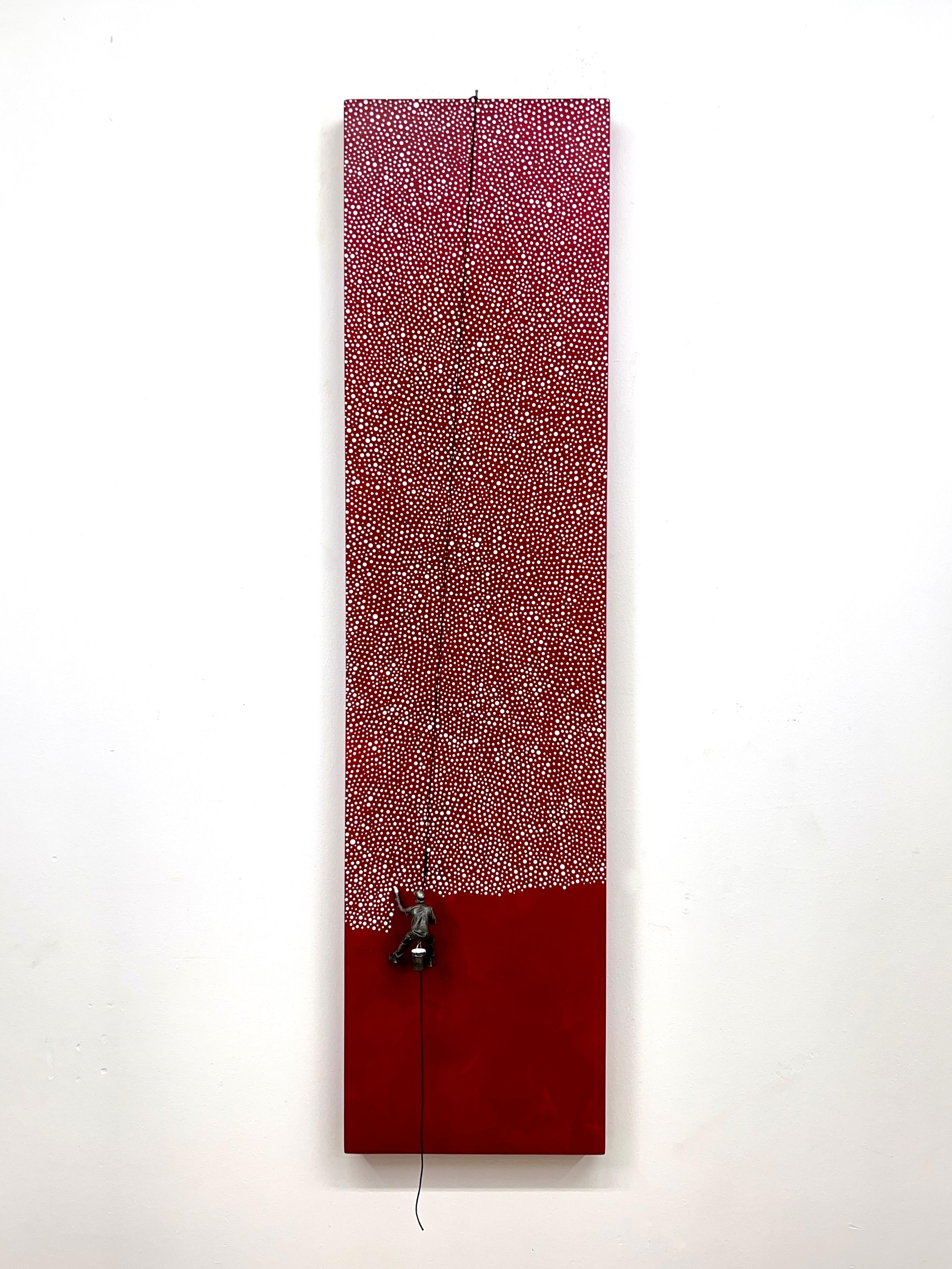 Points blancs (peinture originale)

Unique en son genre  

51,5 x 12 x 3 pouces

Peinture sur panneau de bois avec figures en aluminium, seau et ficelle

