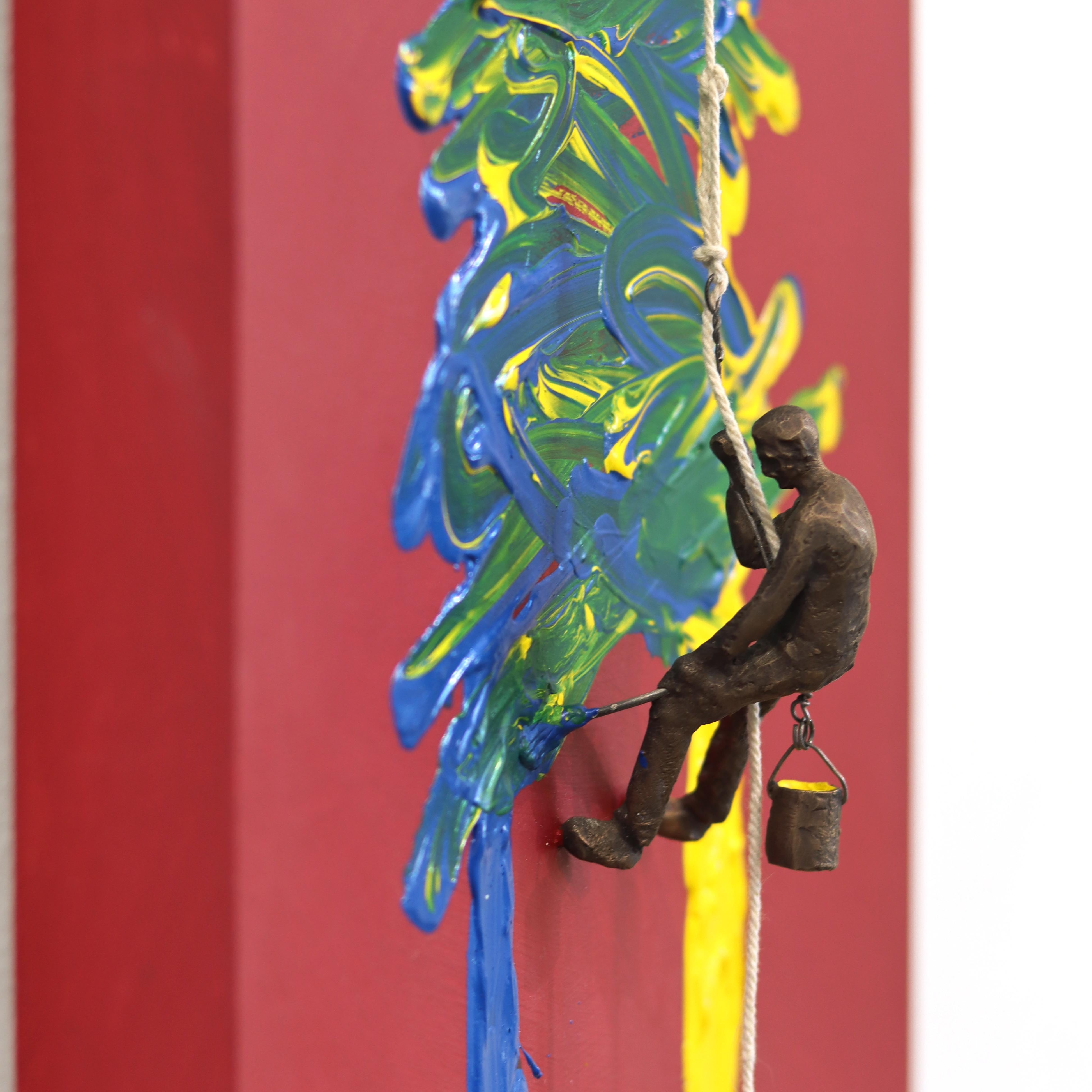 Le jaune et le bleu font du vert - Grande œuvre d'art sculpturale abstraite moderne et figurative en vente 2
