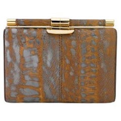 Jamie Clutch Small Silver Stripe Tiger Ostrich Leg