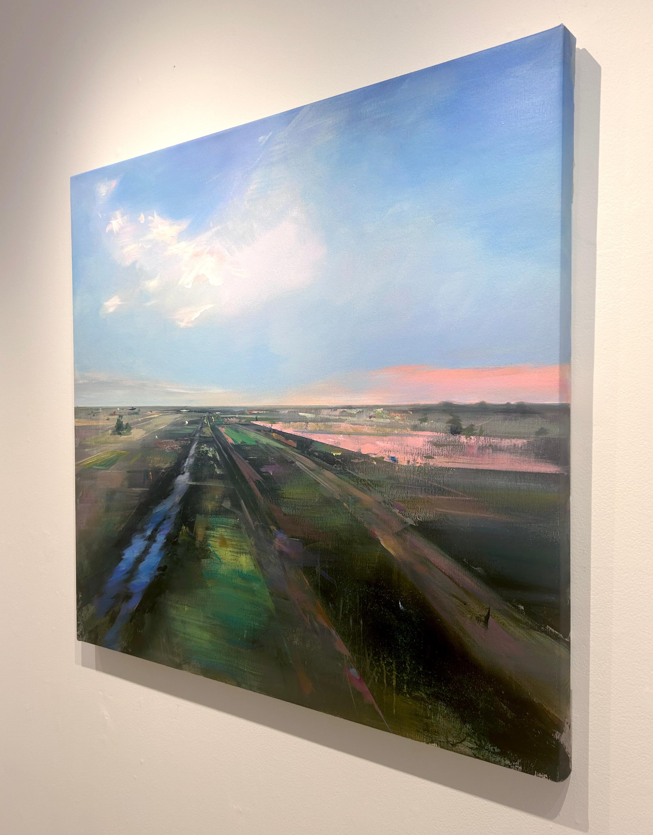 Jamie Crisol, „Distant Horizon“, 38x42, atmosphärisches abstraktes Landschaftsgemälde im Angebot 2