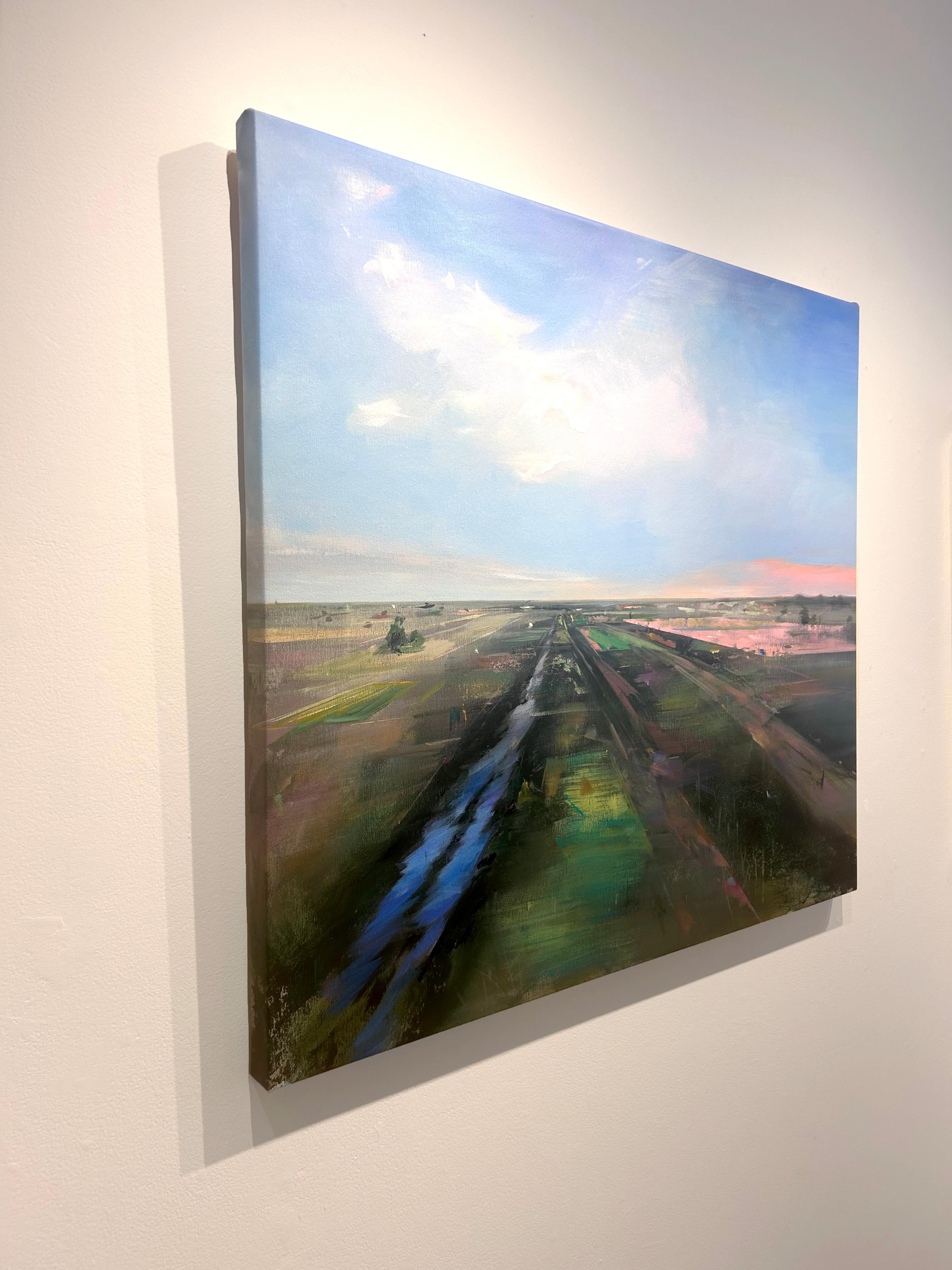 Jamie Crisol, „Distant Horizon“, 38x42, atmosphärisches abstraktes Landschaftsgemälde im Angebot 3