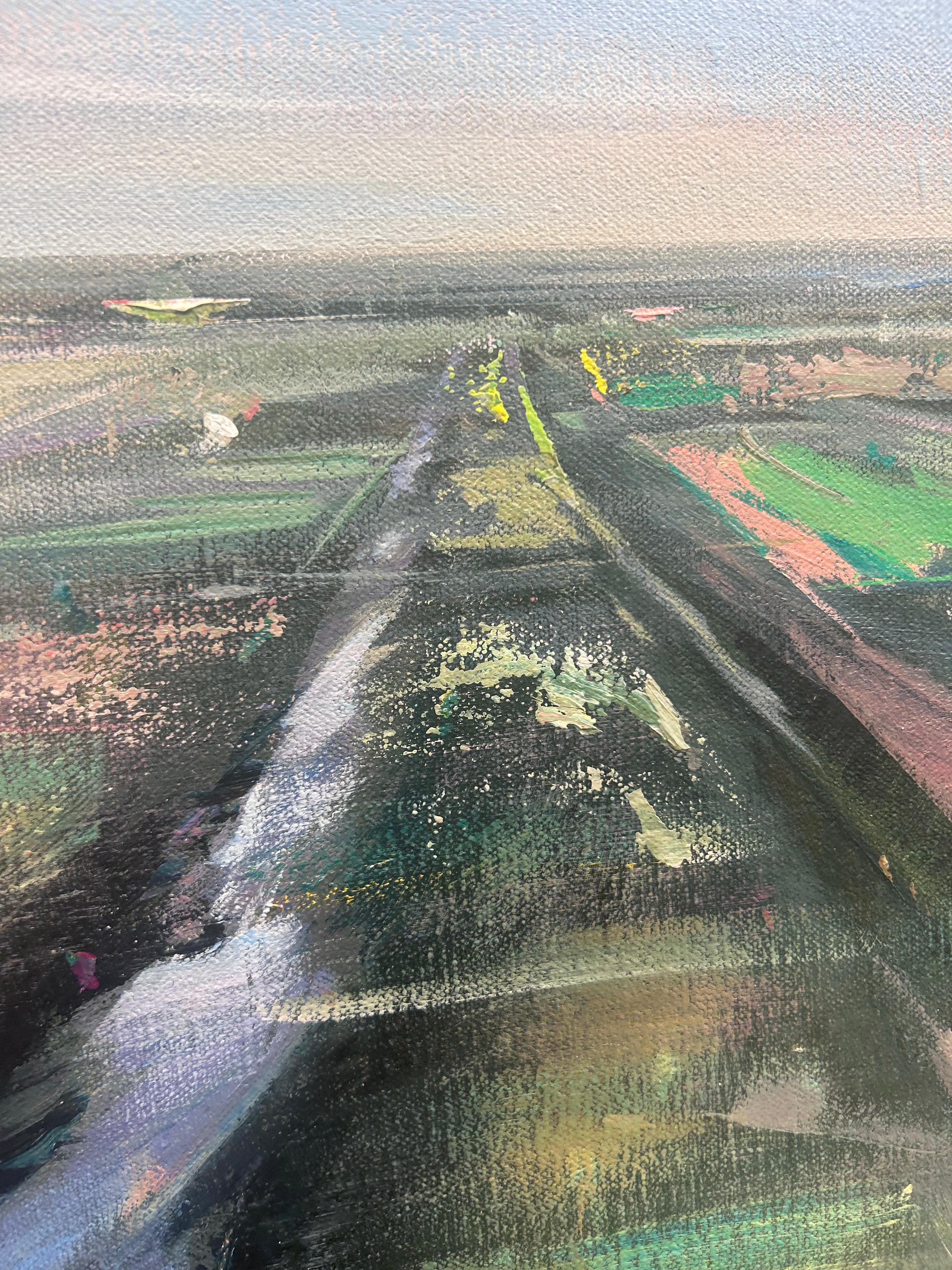Jamie Crisol, „Distant Horizon“, 38x42, atmosphärisches abstraktes Landschaftsgemälde im Angebot 6