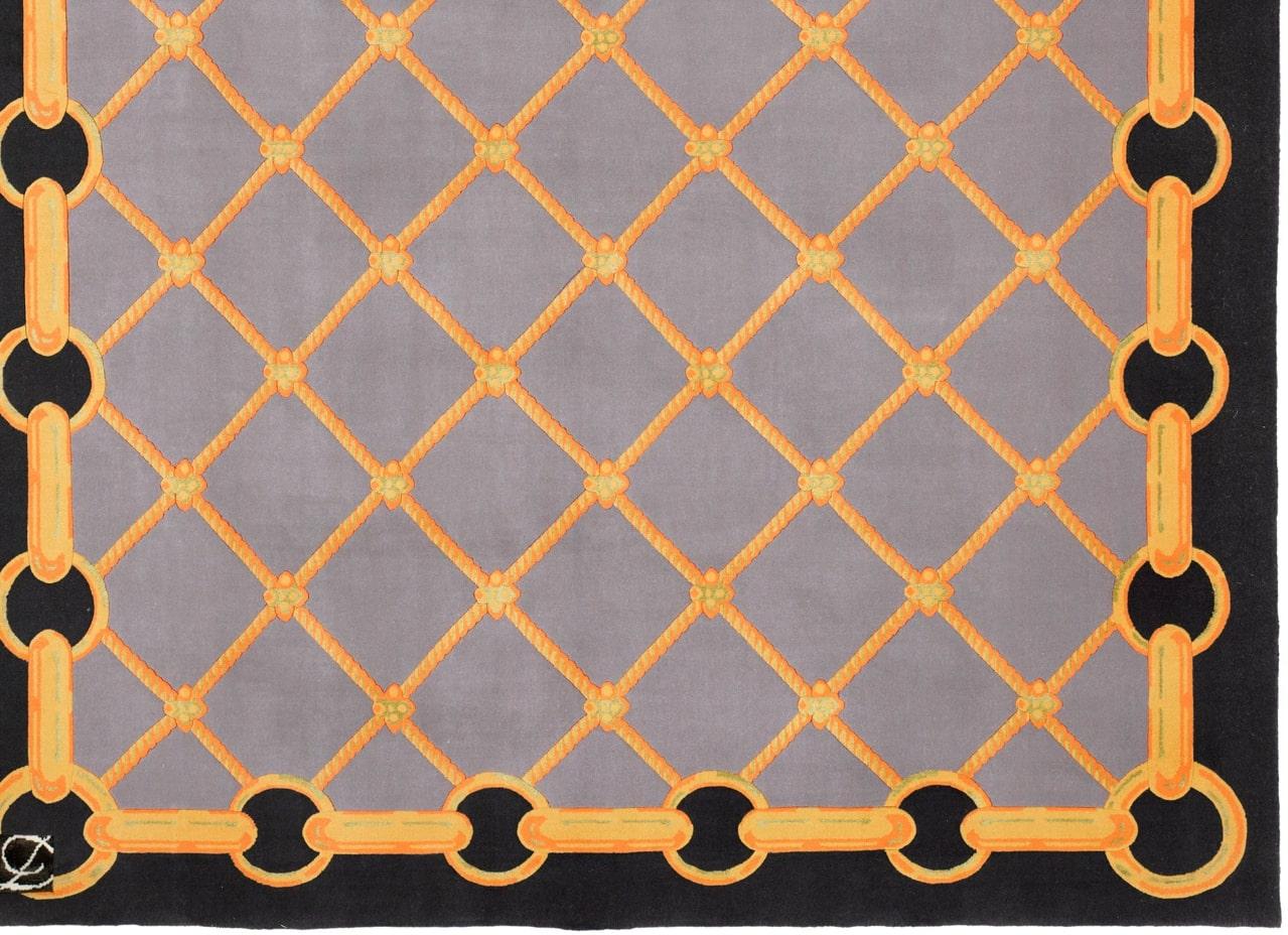Autre Jamie Drake - « Chain and Rope - Gray » Tapis 6' x 9' en vente