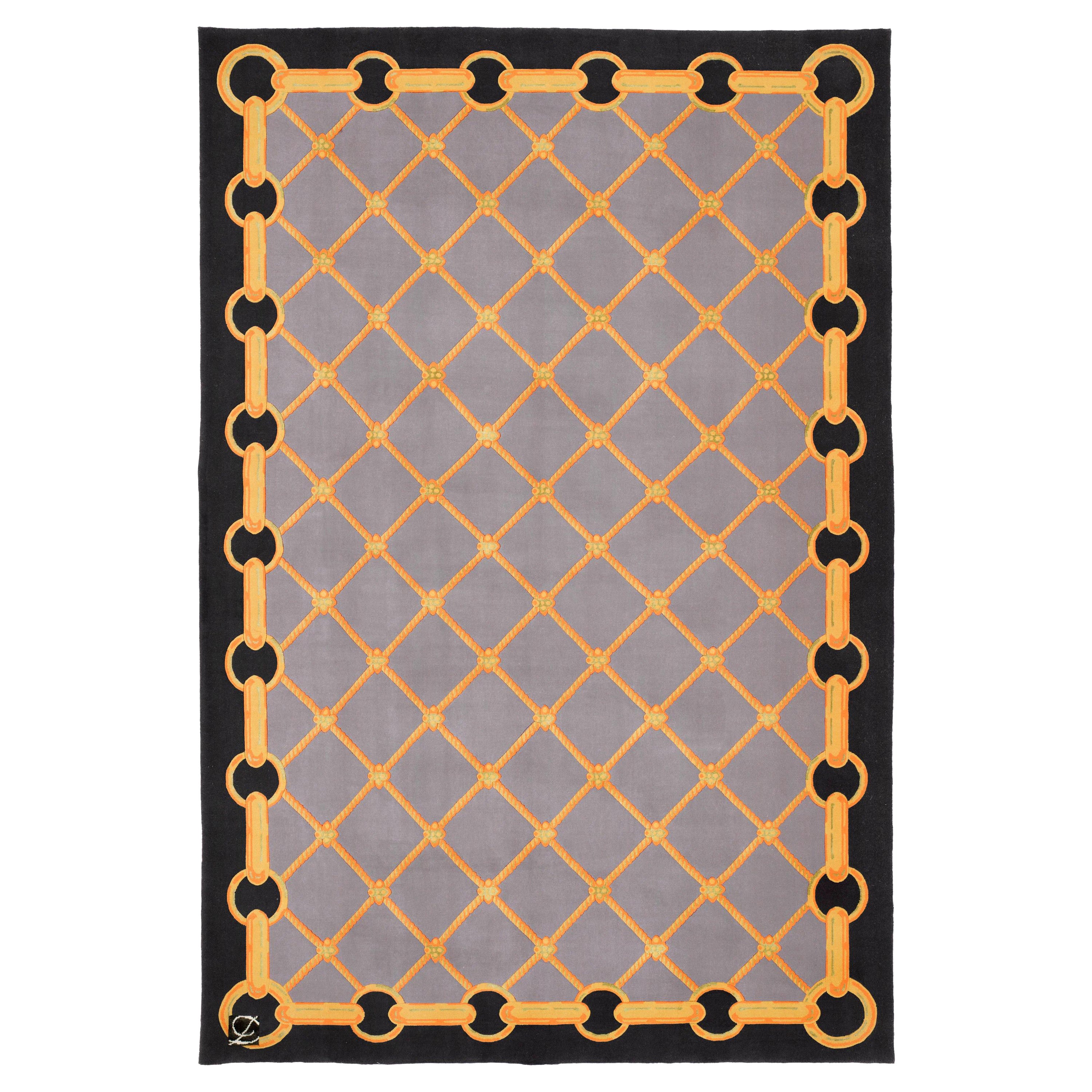 Jamie Drake - « Chain and Rope - Gray » Tapis 6' x 9' en vente