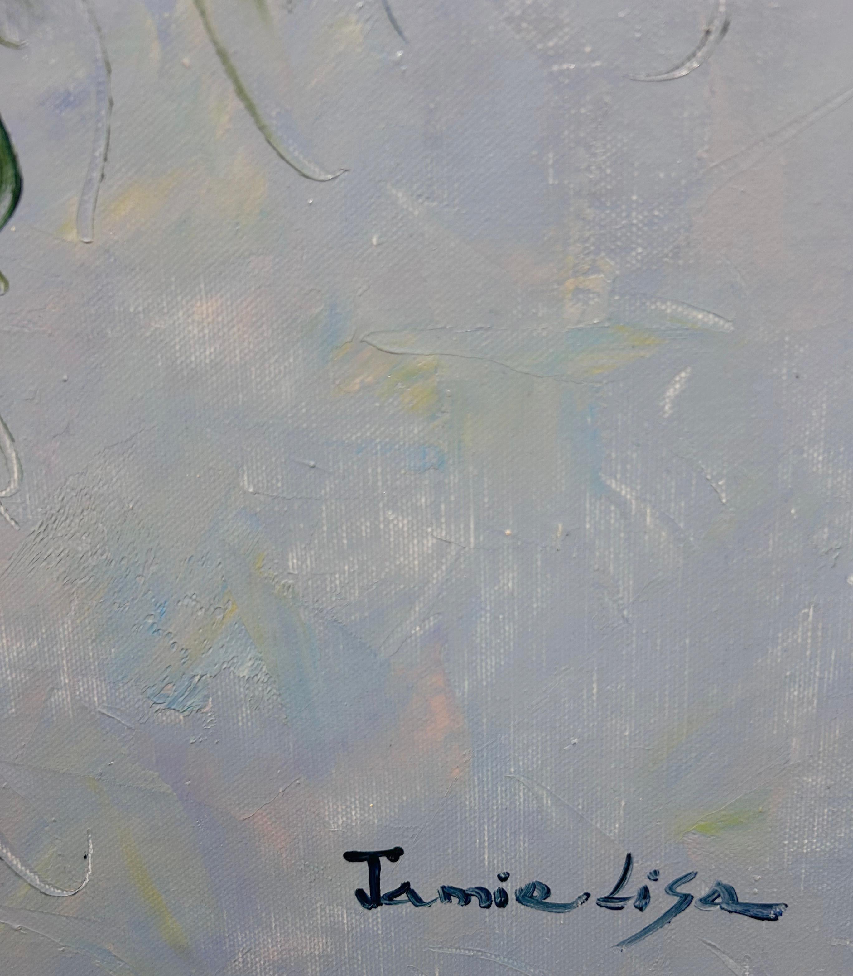 Jamie Lisa, „Blaue und gelbe Mohnblumen“, 36x36, impressionistisches geblümtes Ölgemälde  im Angebot 7