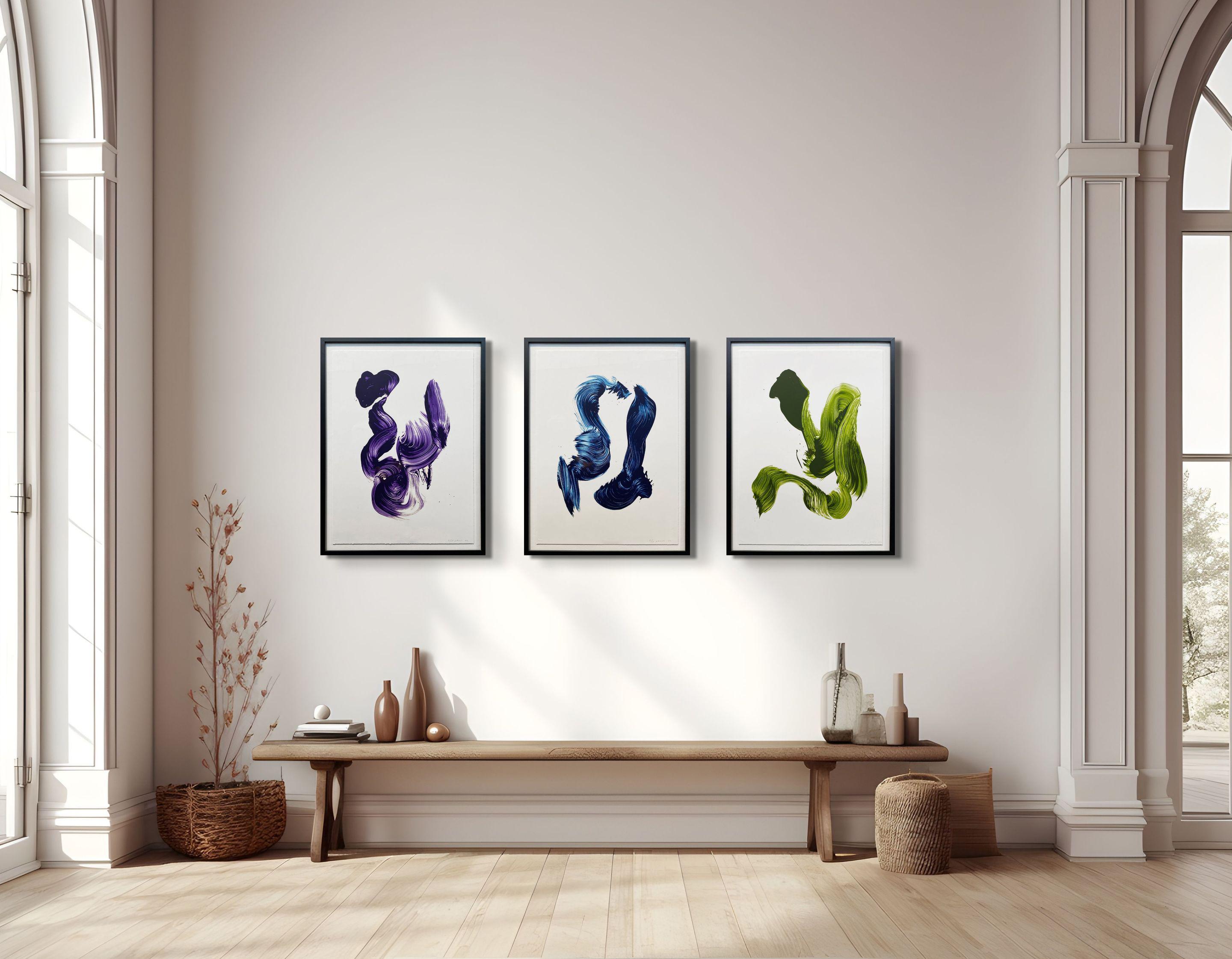 Three Aces: Blue, Green, Purple - Print by Jamie Nares