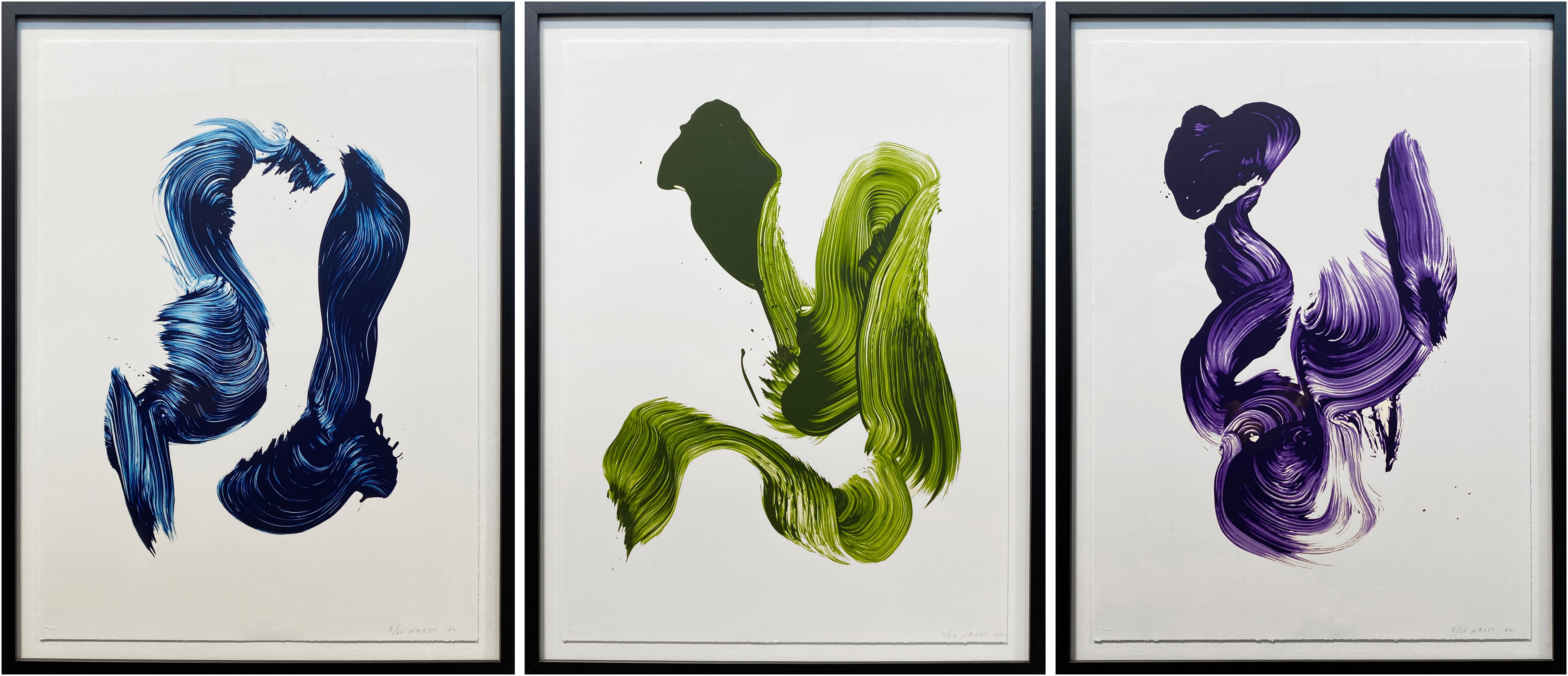 Three Aces: Blue, Green, Purple - Abstract Print by Jamie Nares