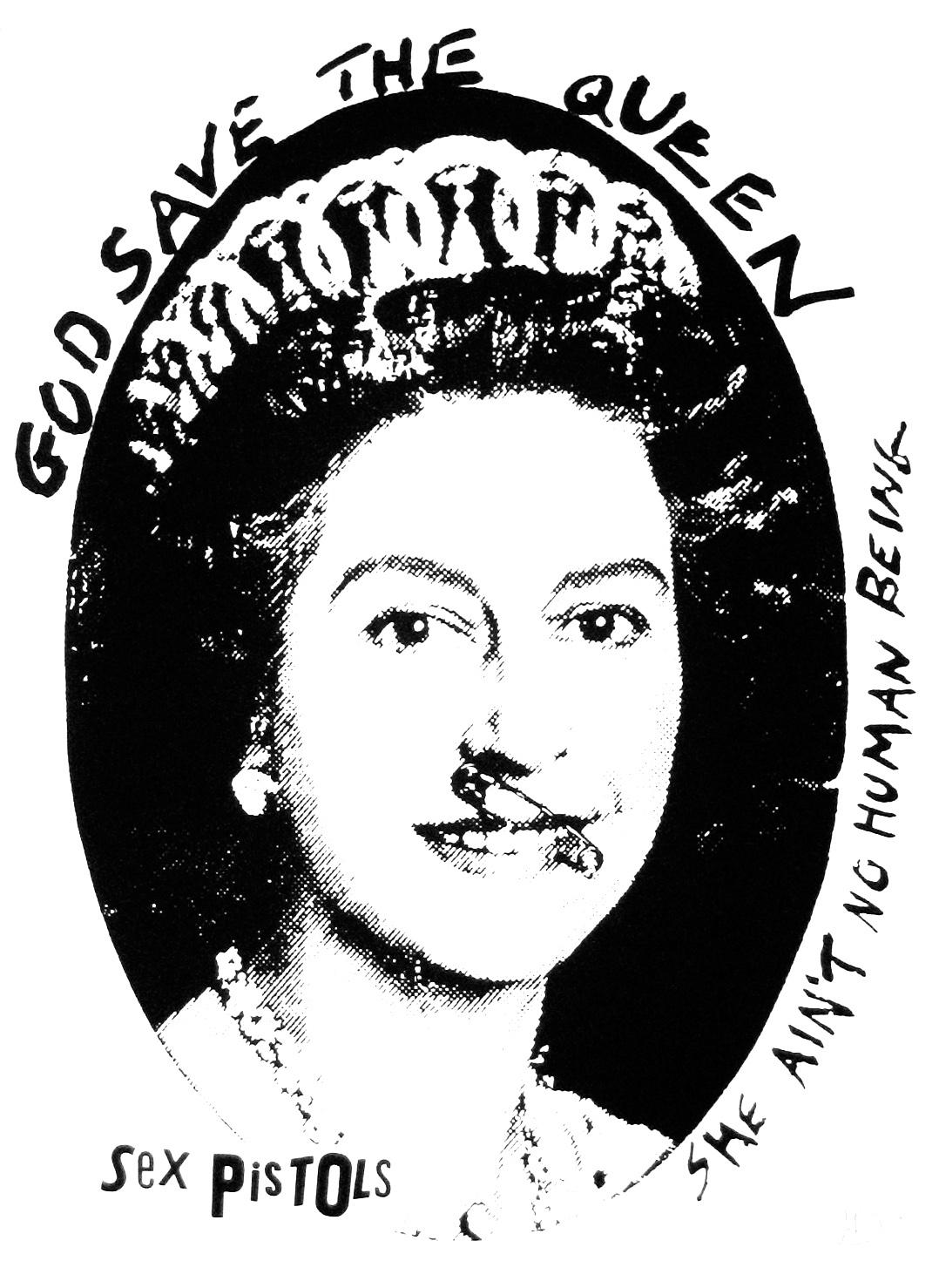 Portrait Print Jamie Reid - « God Save the Queen - Sex Pistols » - Tirage d'édition d'anniversaire