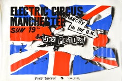 Affiche publicitaire originale d'un concert de musique vintage « Sex Pistols Anarchy In The UK »