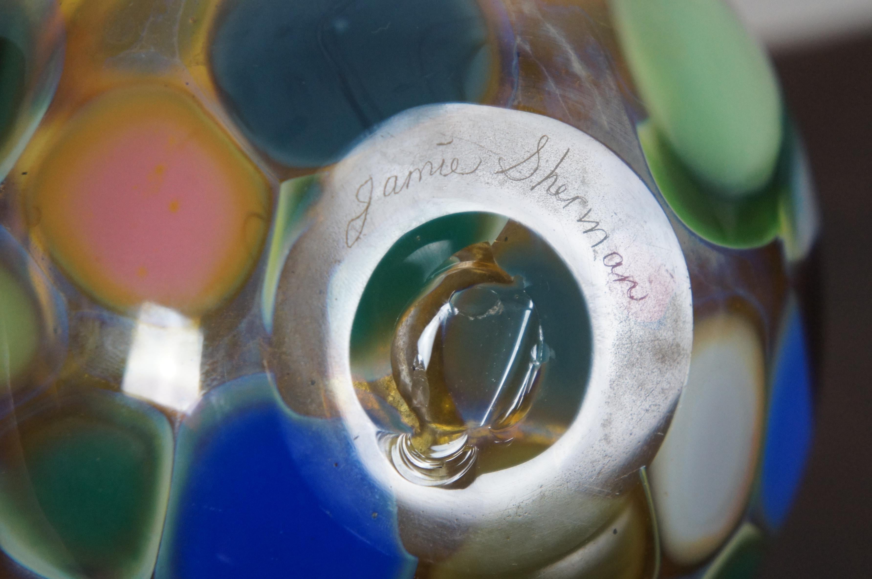 Jamie Sherman Hand Blown Studio Art Glass Bud Vase Diffuser Modern Abstract 2