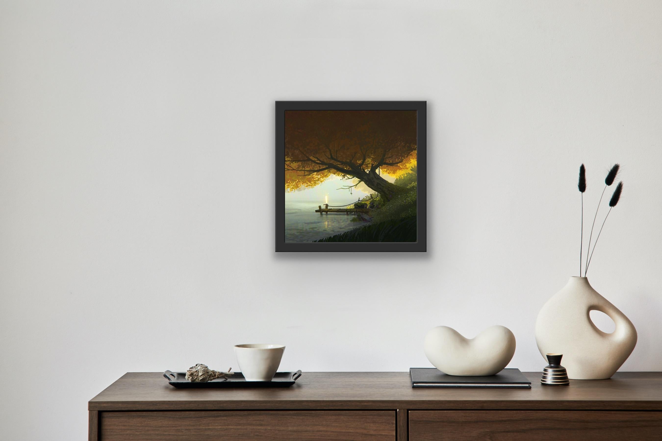 Digital Art Painting Vis Dev Animation 2D/3D Golden Tree Lake Magic Realism 15