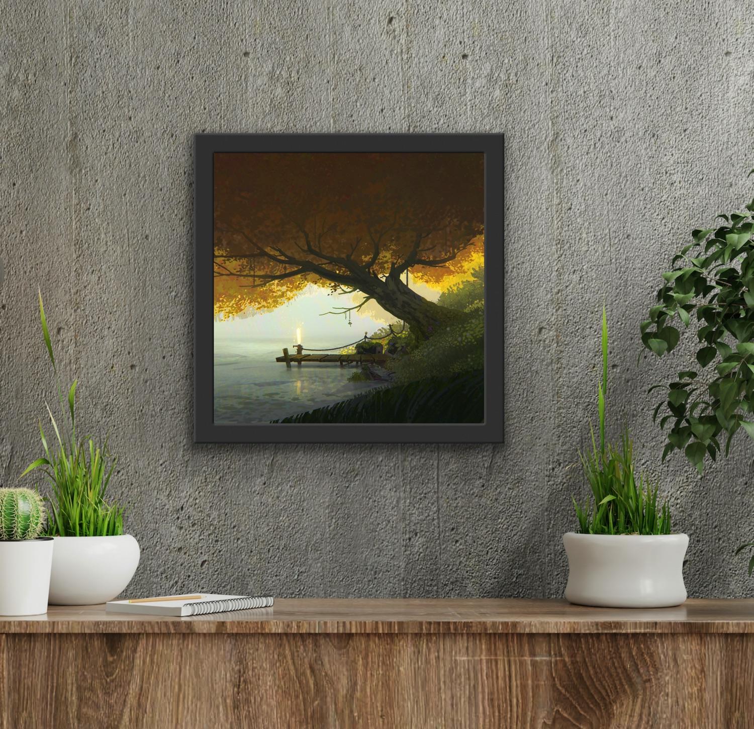 Digital Art Painting Vis Dev Animation 2D/3D Golden Tree Lake Magic Realism 5