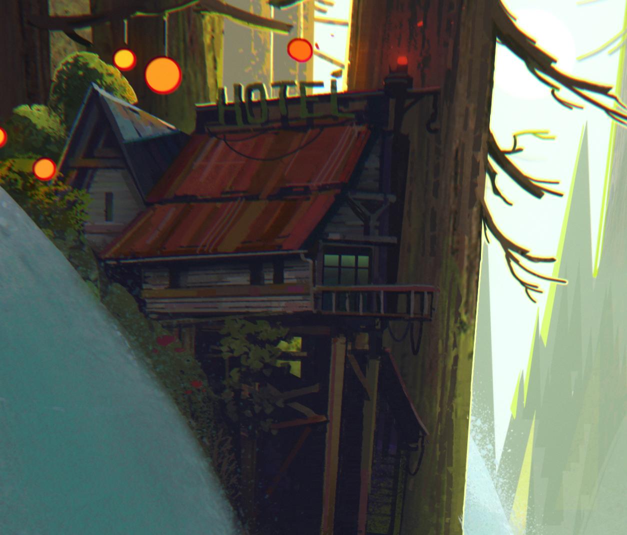 Digital Art Painting Vis Dev Animation 2D/3D Shack Mountain Snow Magical Realism 1