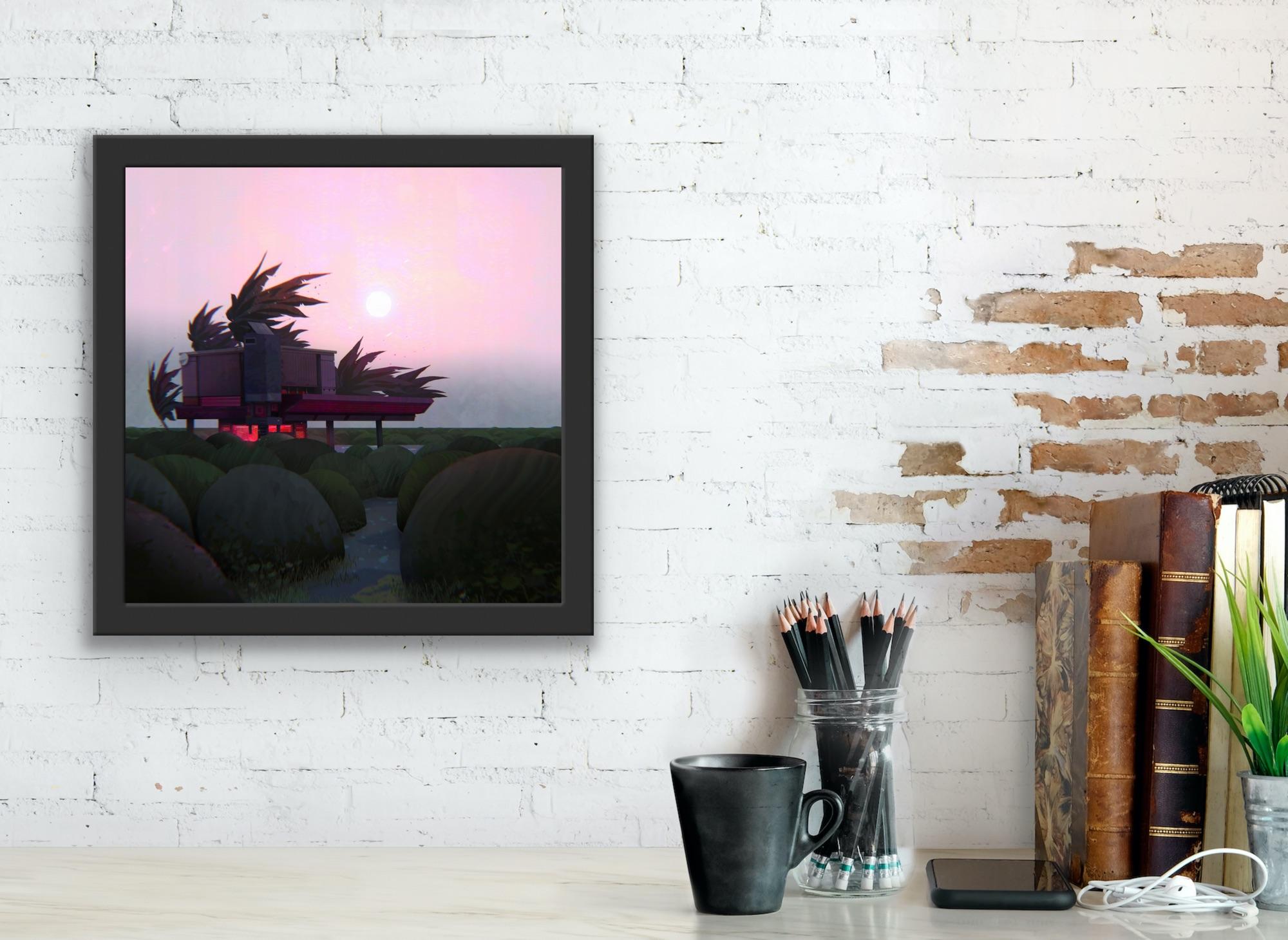 Digitaler kreativer Landschaftsmaler, Animation  Rosa Bäume Magischer Realismus Lights im Angebot 6
