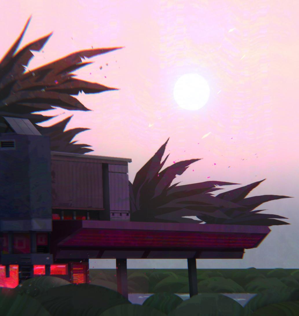 Digitaler kreativer Landschaftsmaler, Animation  Rosa Bäume Magischer Realismus Lights – Print von jamie williams