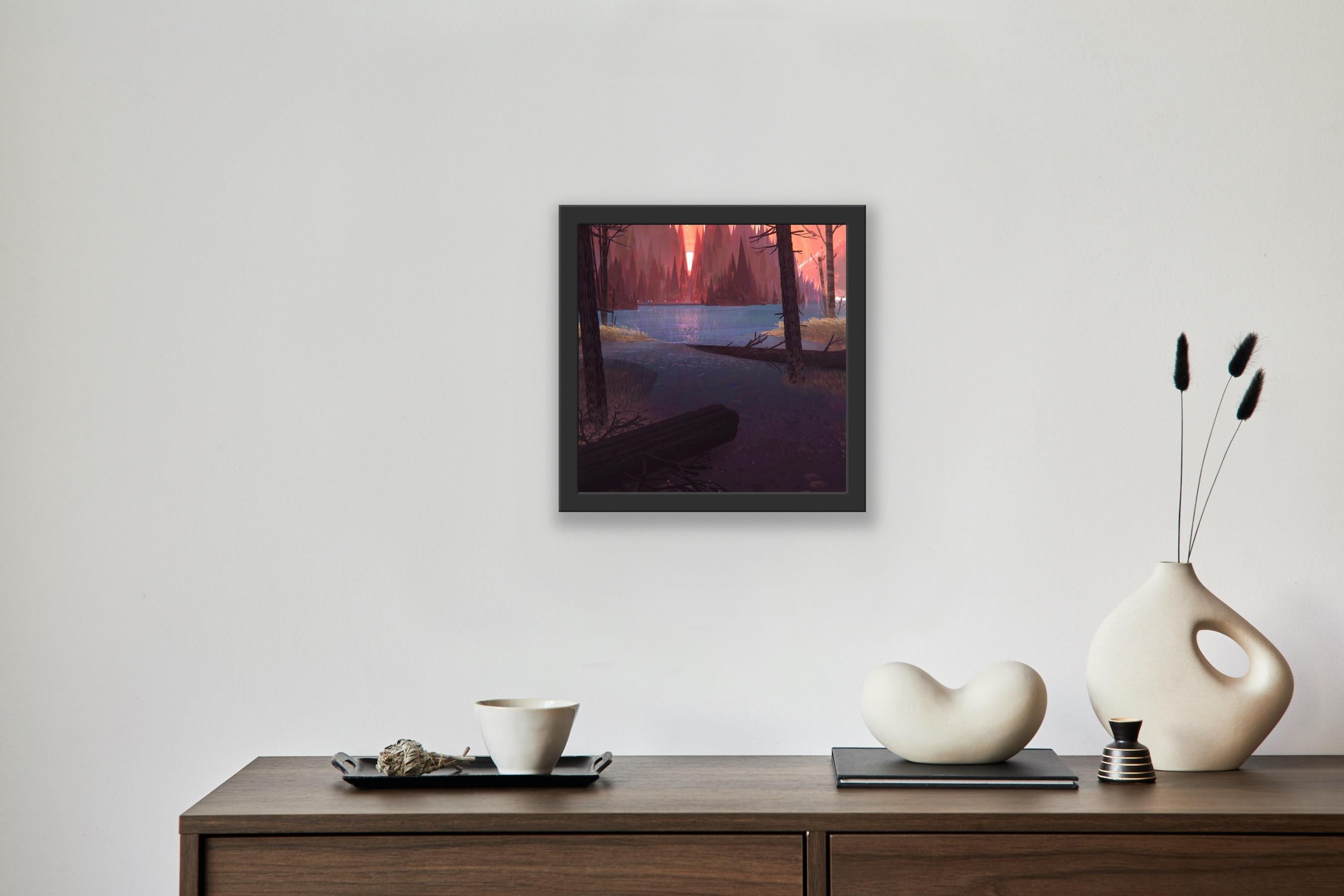  Jamie Williams Digital Creator 2D/3D Pinks Blues Trees Lake Magical Realism For Sale 10