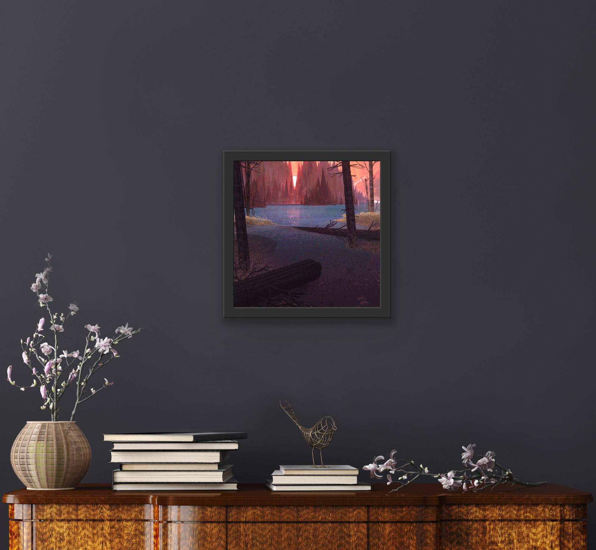  Jamie Williams Digital Creator 2D/3D Pinks Blues Trees Lake Magical Realism For Sale 3