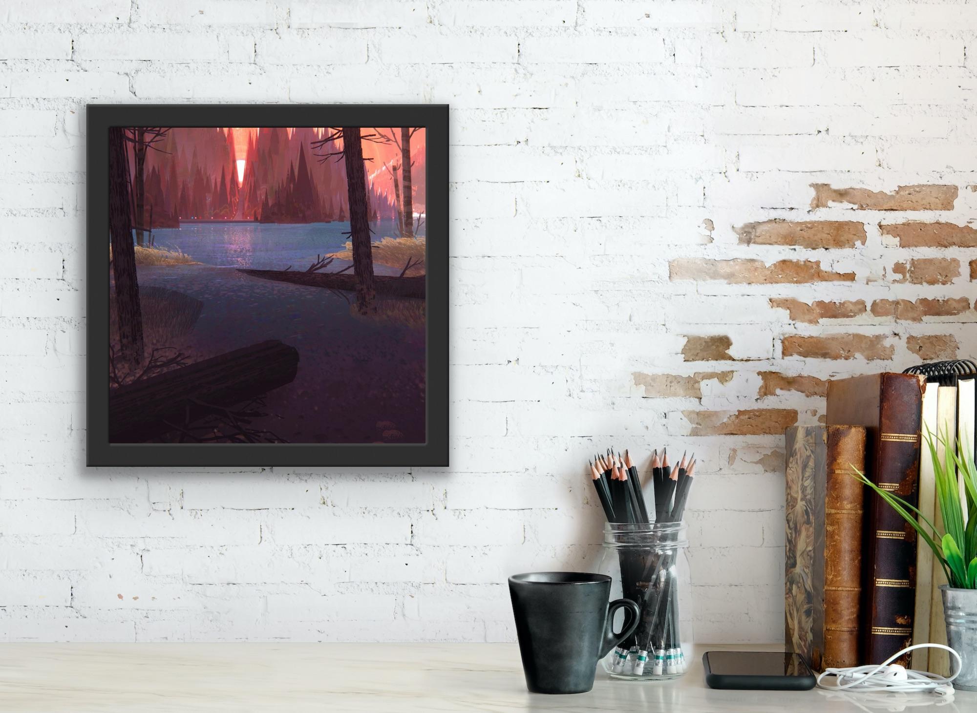  Jamie Williams Digital Creator 2D/3D Pinks Blues Trees Lake Magical Realism For Sale 5