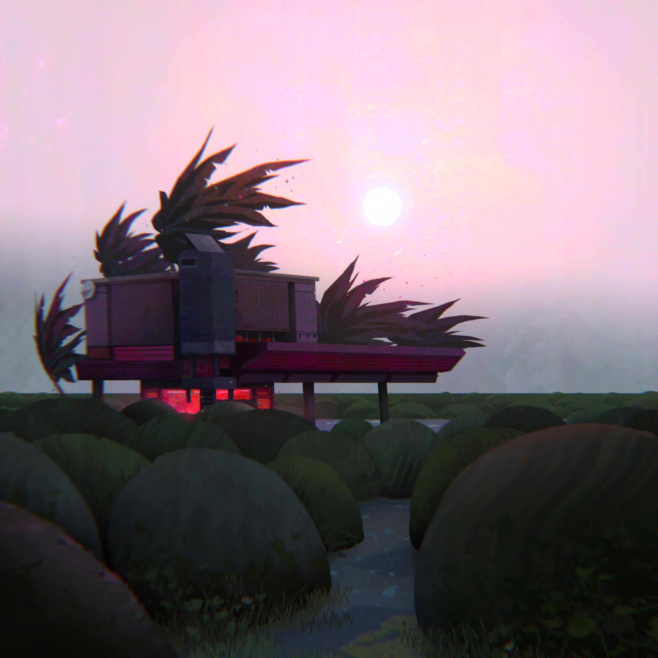 jamie williams Abstract Print - Landscape Painter Digital Creator Animation  Pink Trees Magical Realism Light