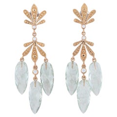 Jamie Wolf Green Quartz Diamond Drop Earrings 18k Gold Pierced Ornate Dangle