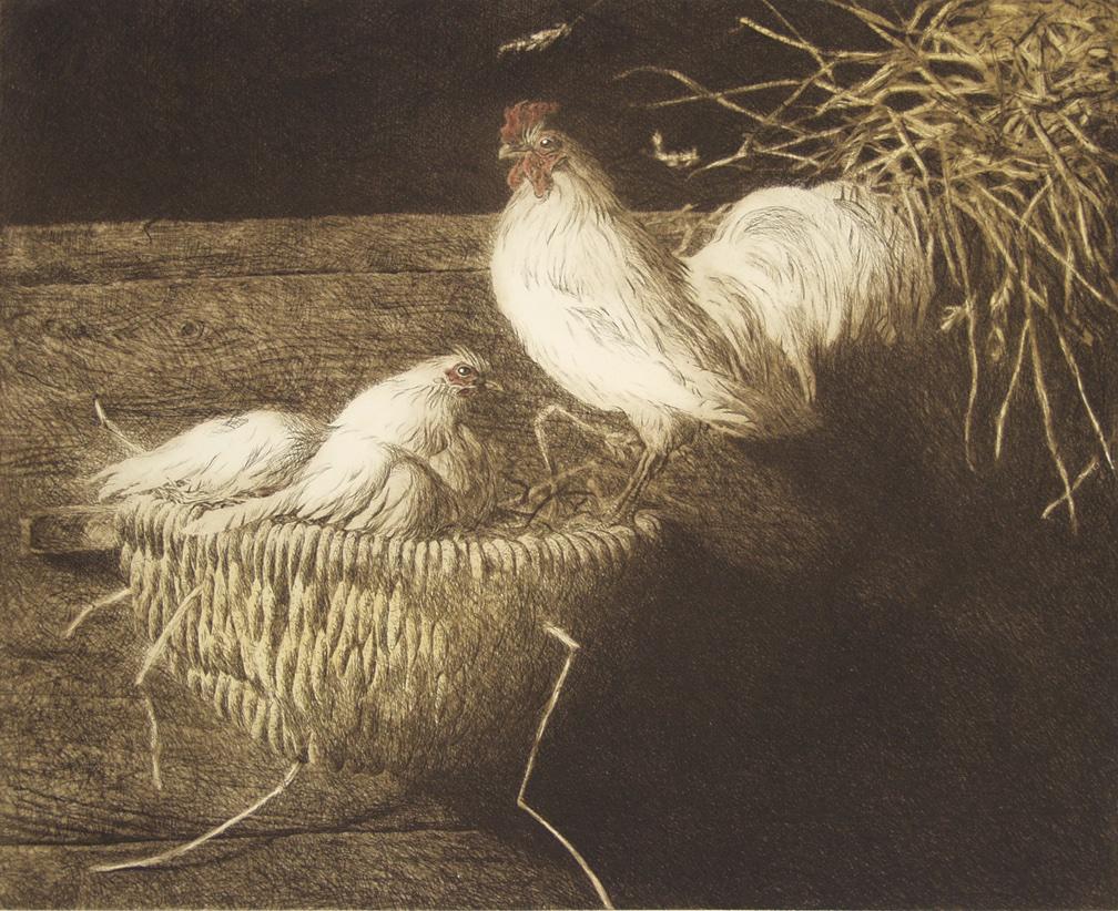 Jamie Wyeth Animal Print - White Leghorns