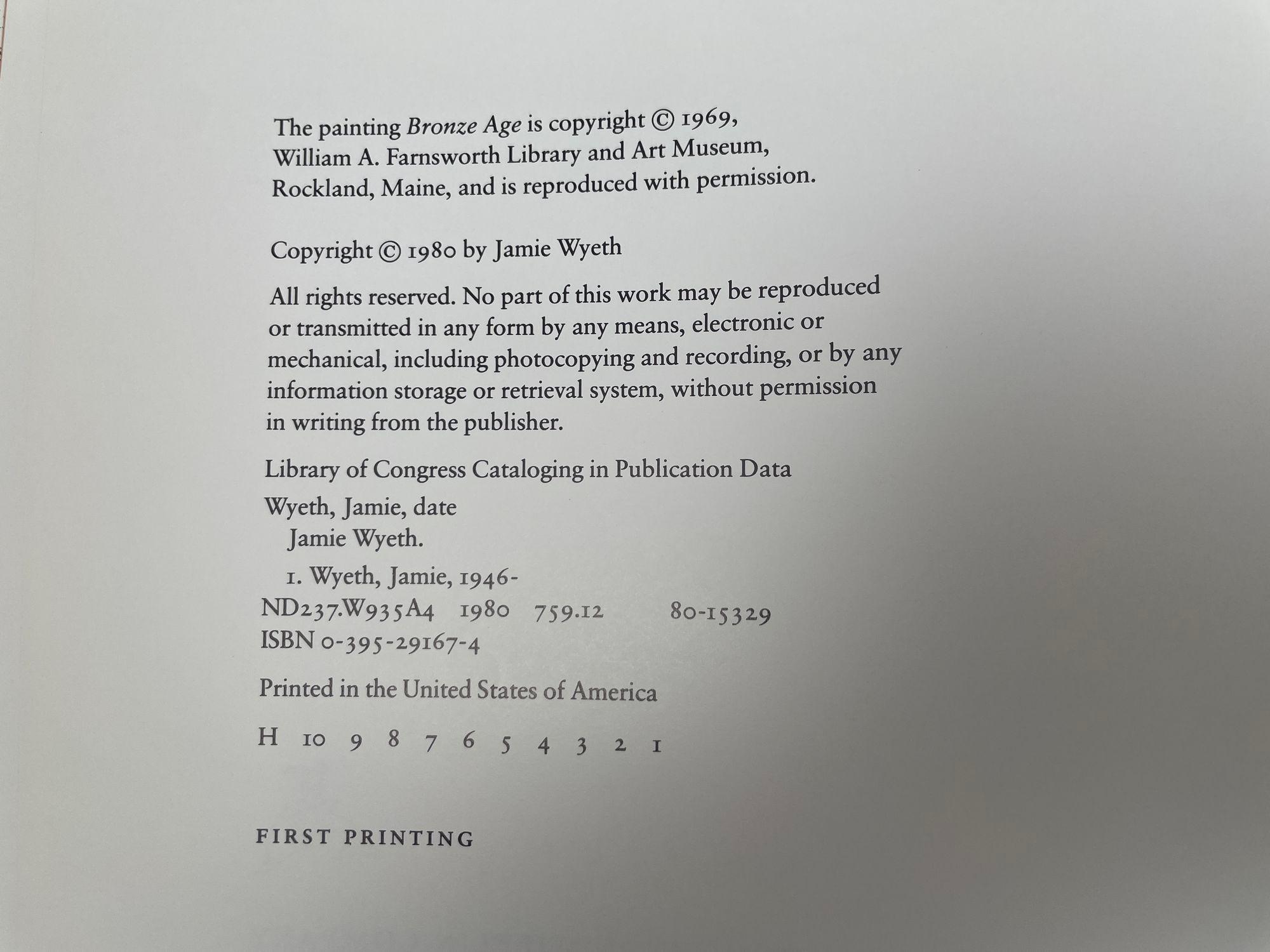 20th Century Jamie Wyeth by Jamie Wyeth Hardcover Book 1980 1st Ed. For Sale