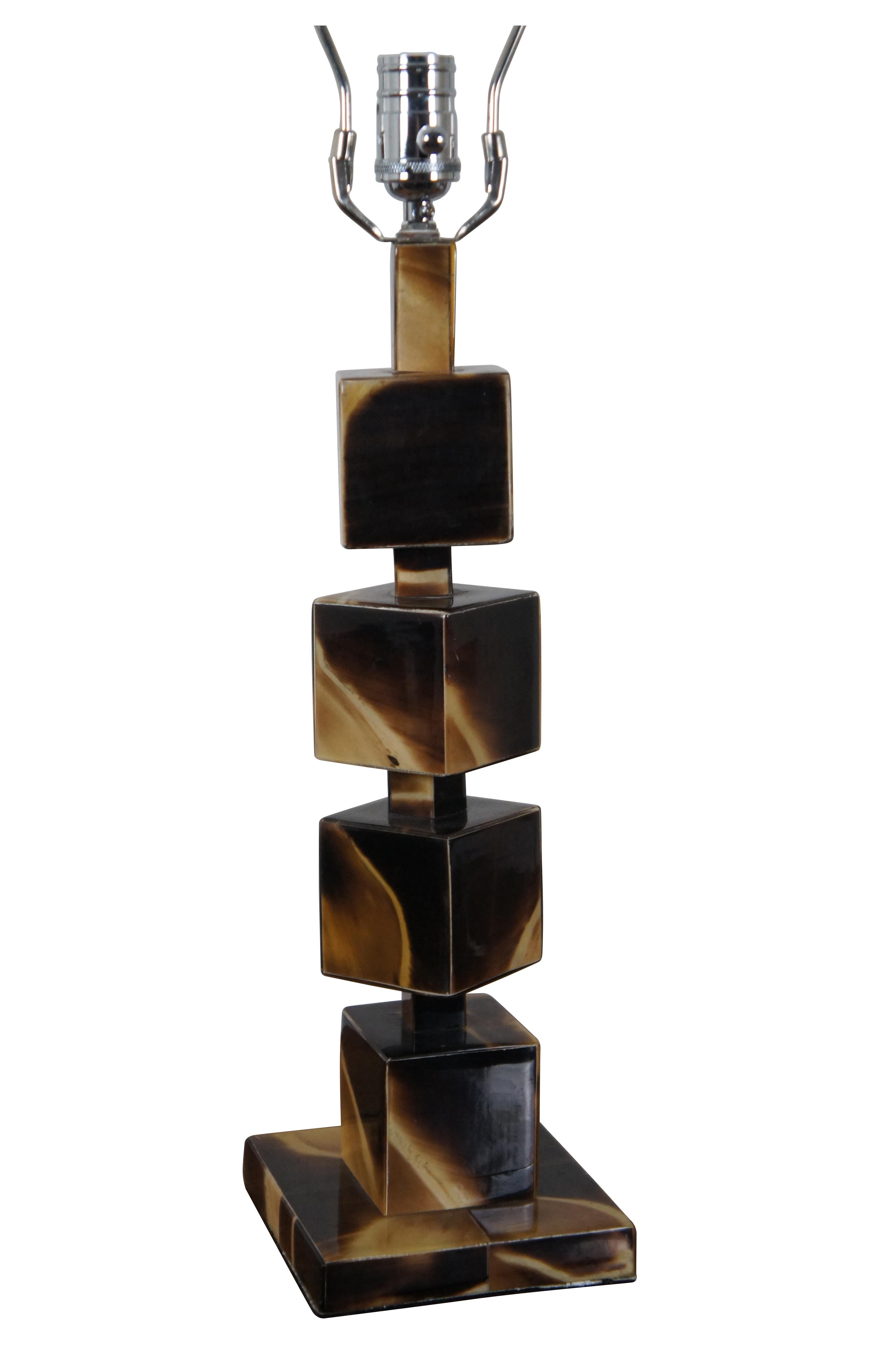 Modern Jamie Young Acrylic Horn Stacked Cube Square Geometric Block Lamp 29