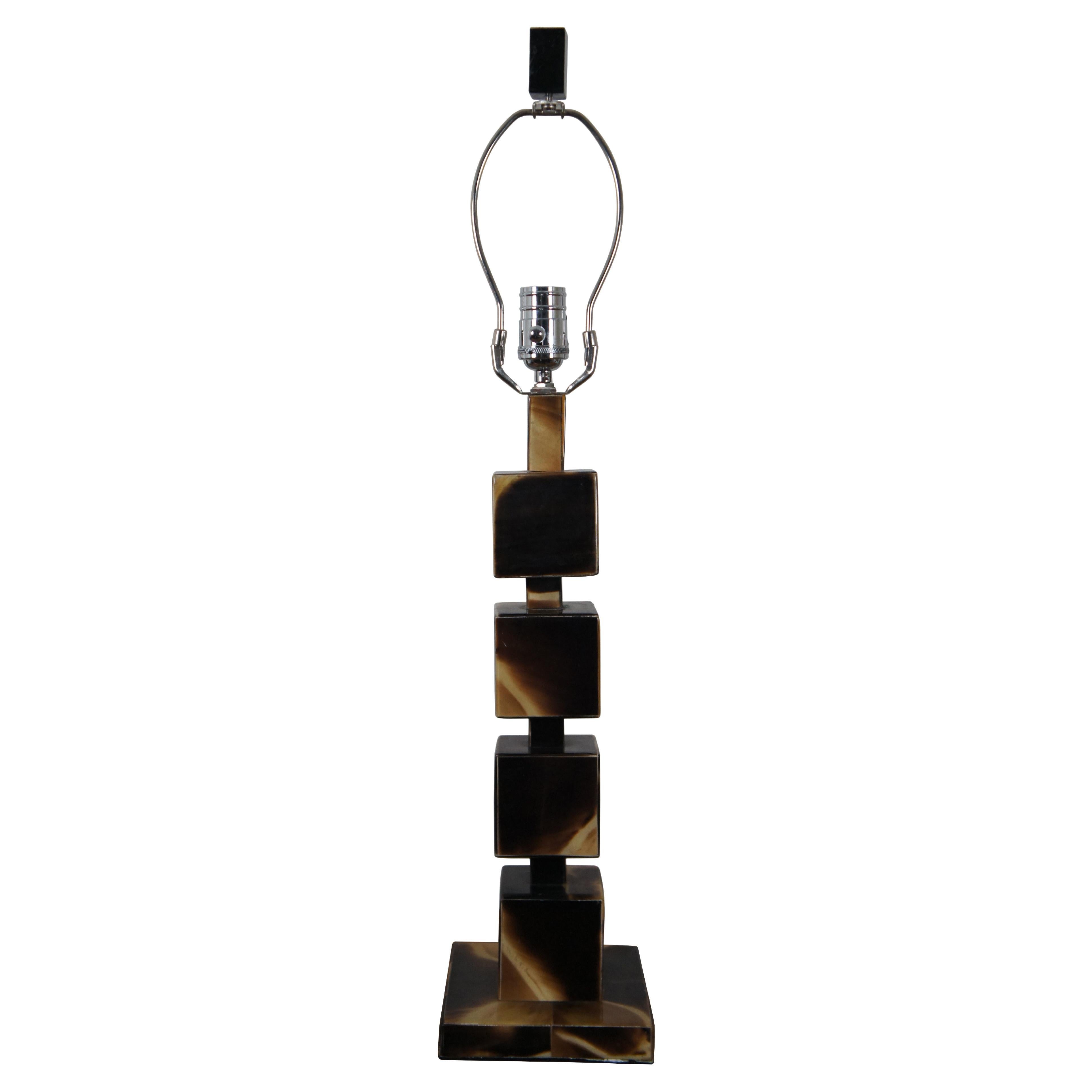 Jamie Young Acryl Horn Stacked Würfel Quadratische Geometrische Blocklampe 29" im Angebot