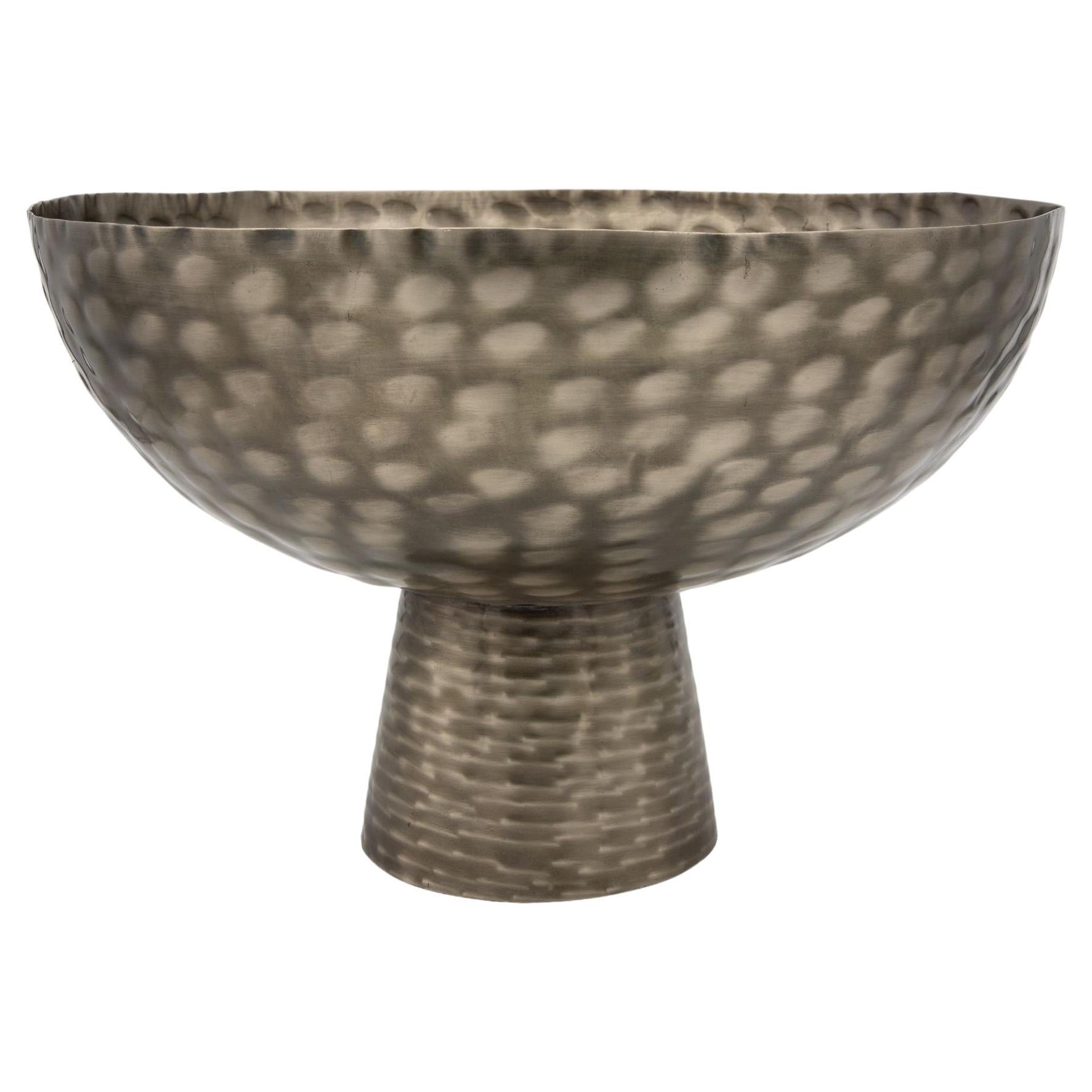 Jamie Young Brushed Nickel Chalice Bowl For Sale