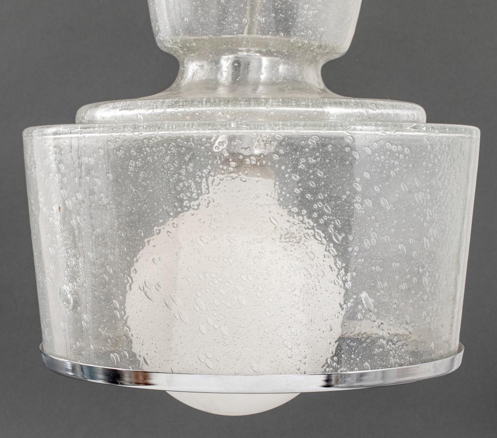Lampada a soffitto Jamie Young Lafitte, in vetro trasparente con bolle intrappolate e accenti in metallo argentato, con etichetta 