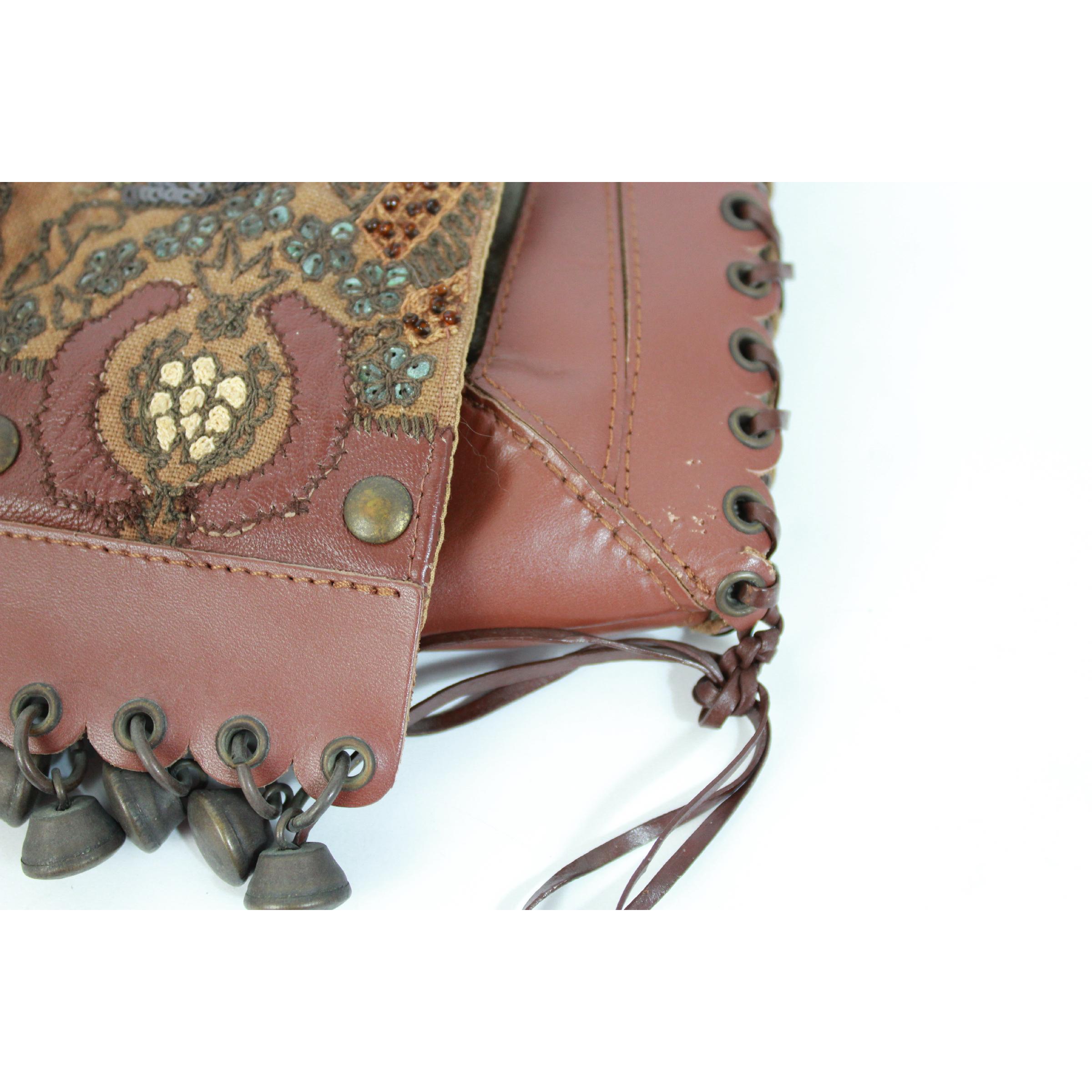 Jamin Puech Brown Leather Floral Studs Shoulder Bag 1